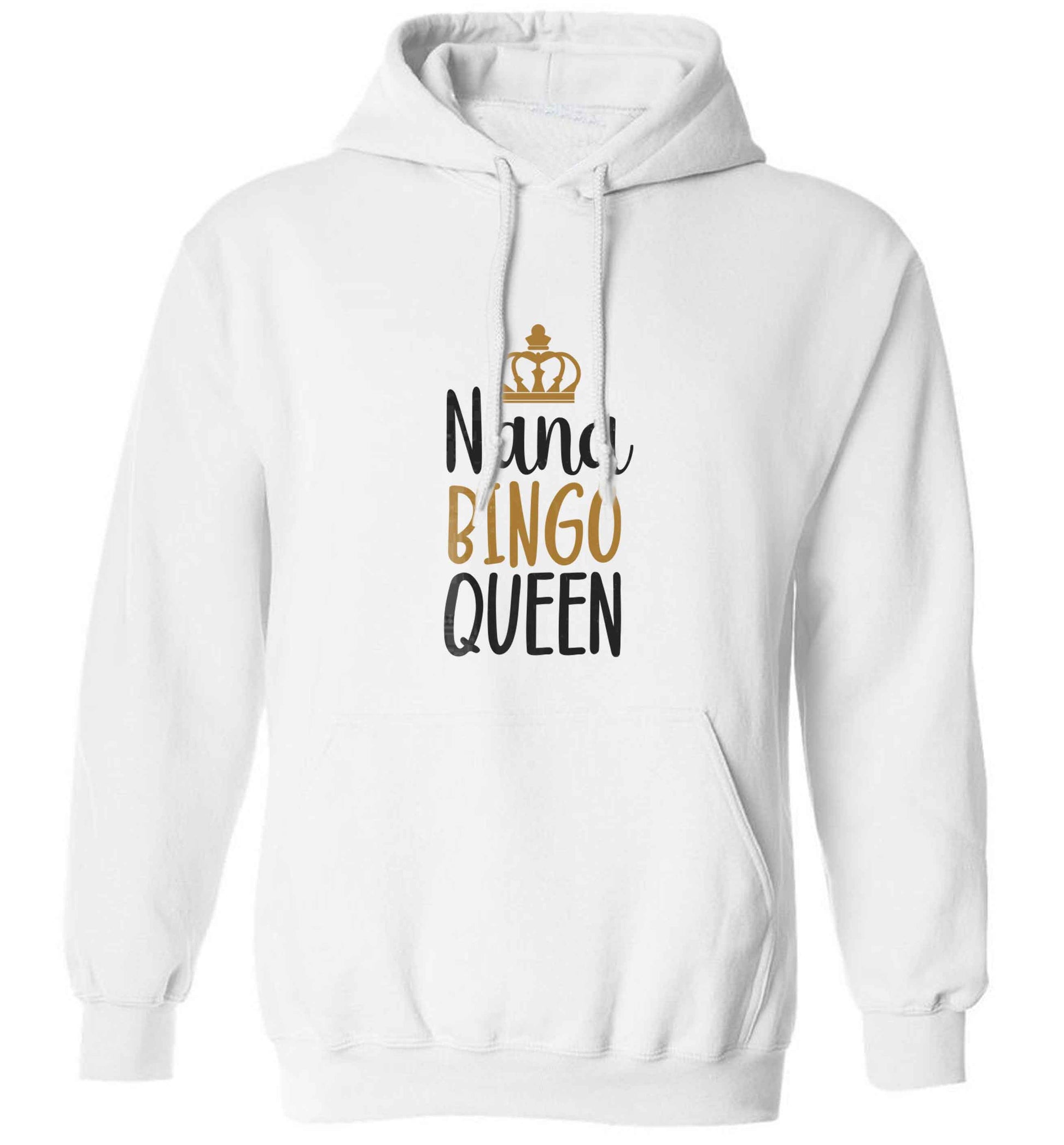 Personalised bingo queen adults unisex white hoodie 2XL