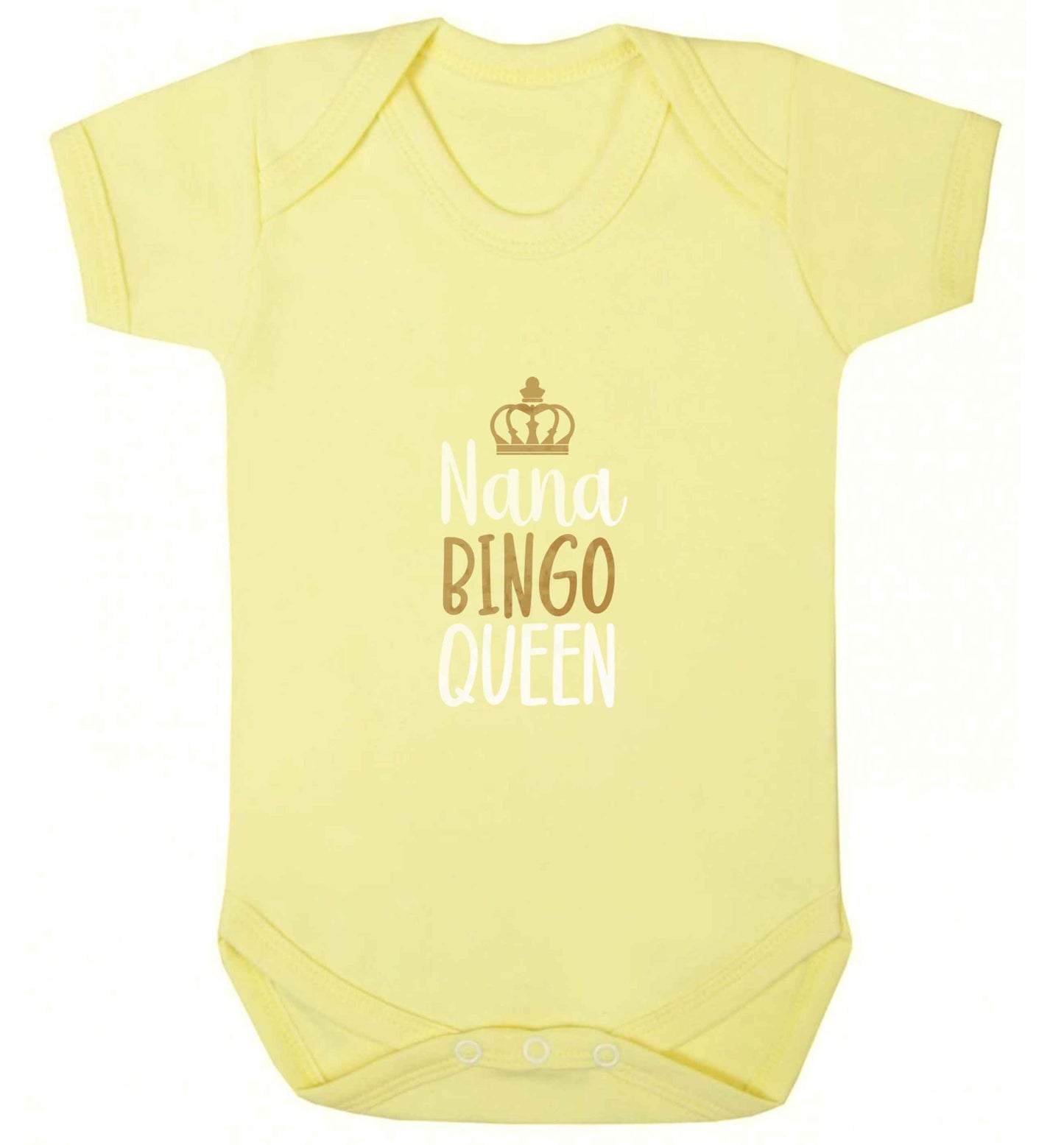 Personalised bingo queen baby vest pale yellow 18-24 months