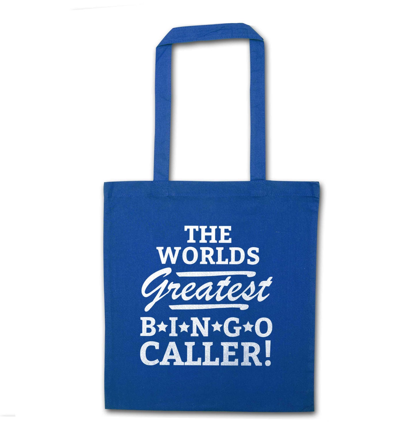 Worlds greatest bingo caller blue tote bag