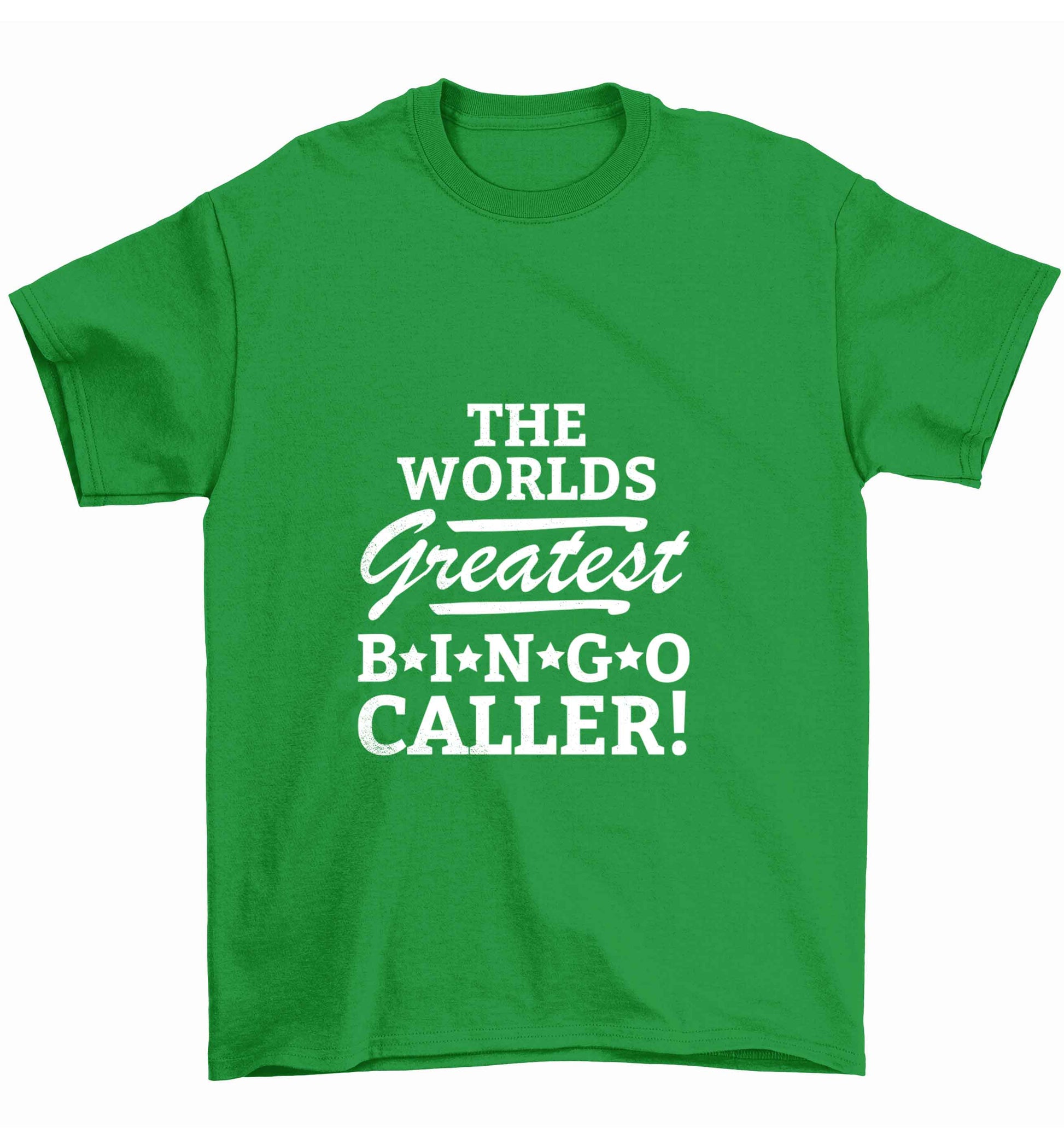 Worlds greatest bingo caller Children's green Tshirt 12-13 Years