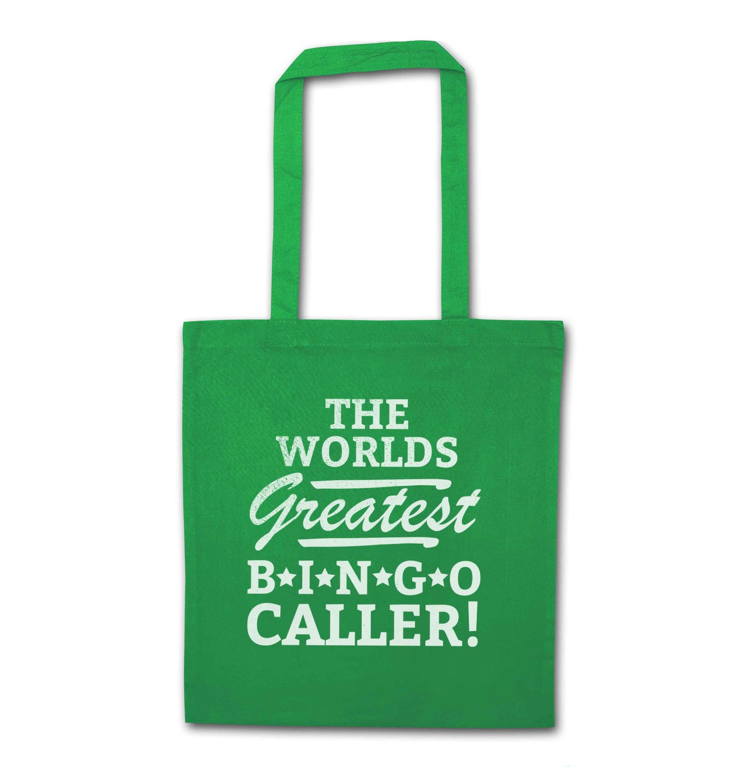 Worlds greatest bingo caller green tote bag