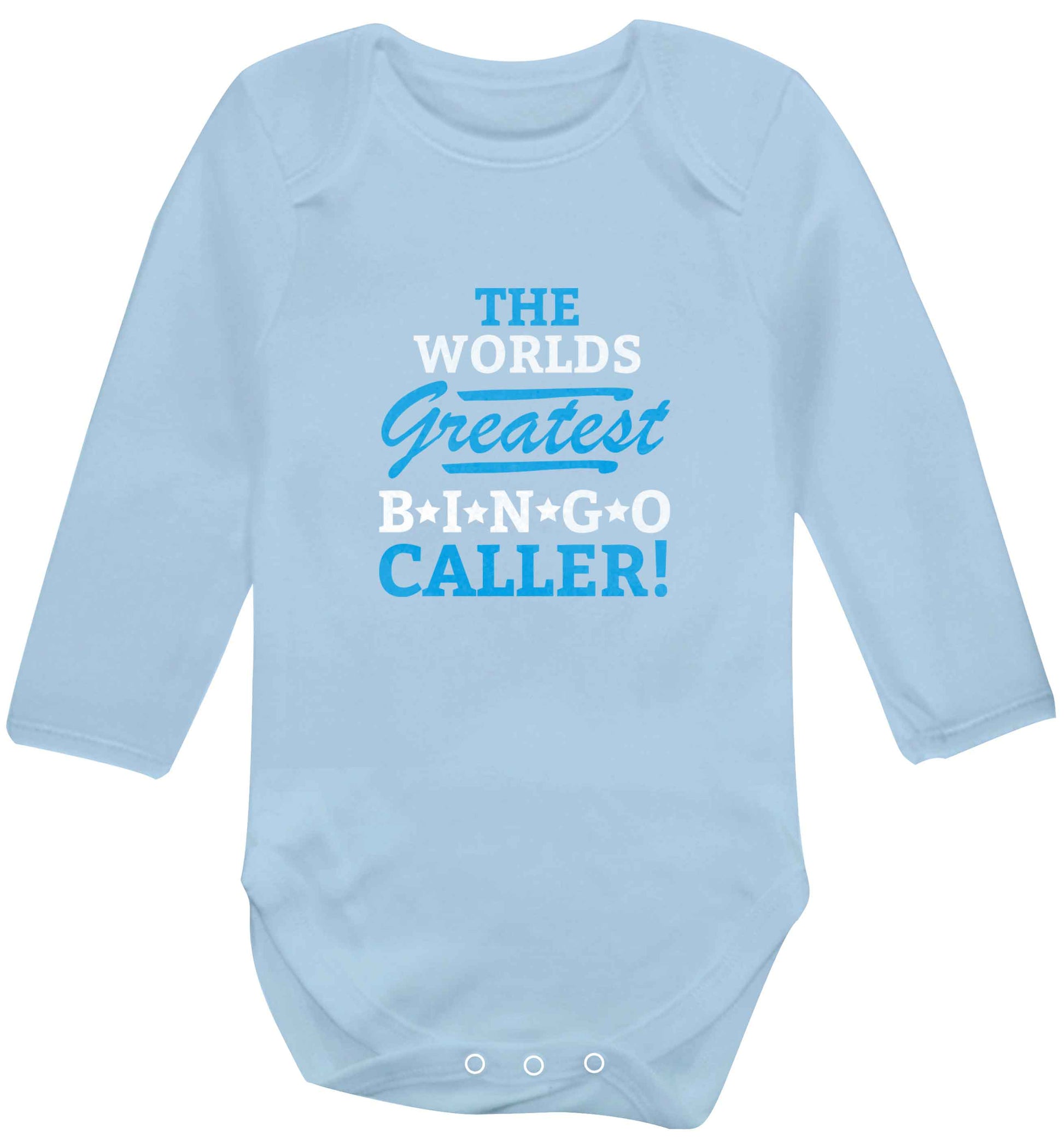 Worlds greatest bingo caller baby vest long sleeved pale blue 6-12 months