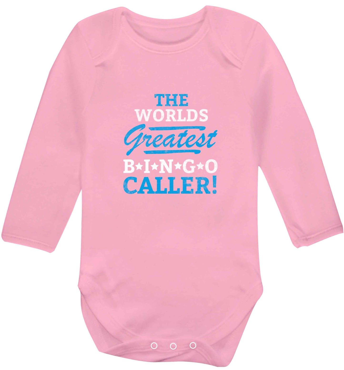 Worlds greatest bingo caller baby vest long sleeved pale pink 6-12 months