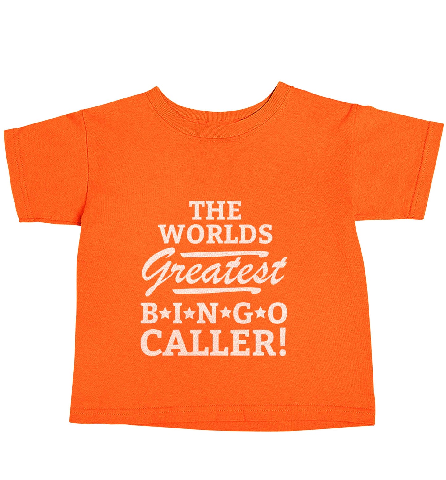 Worlds greatest bingo caller orange baby toddler Tshirt 2 Years