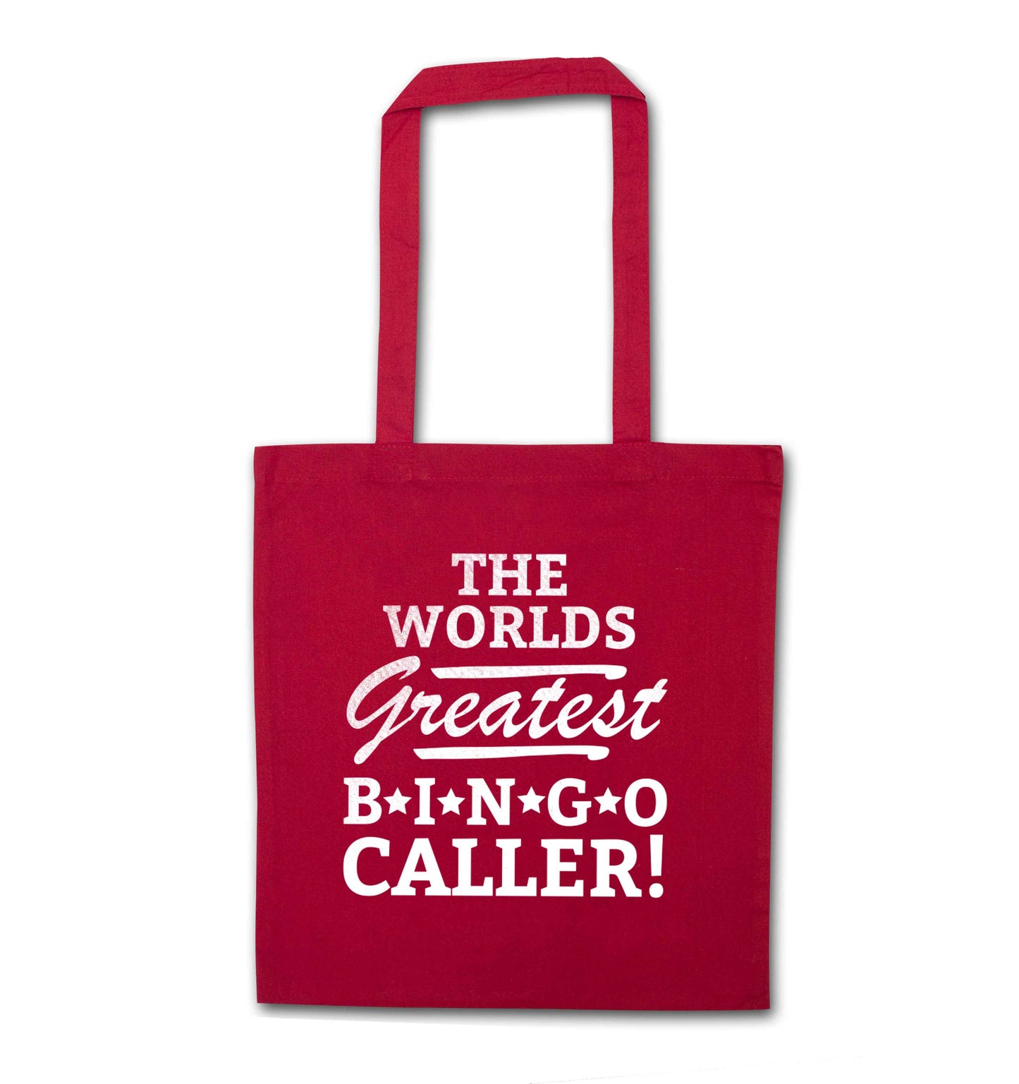 Worlds greatest bingo caller red tote bag