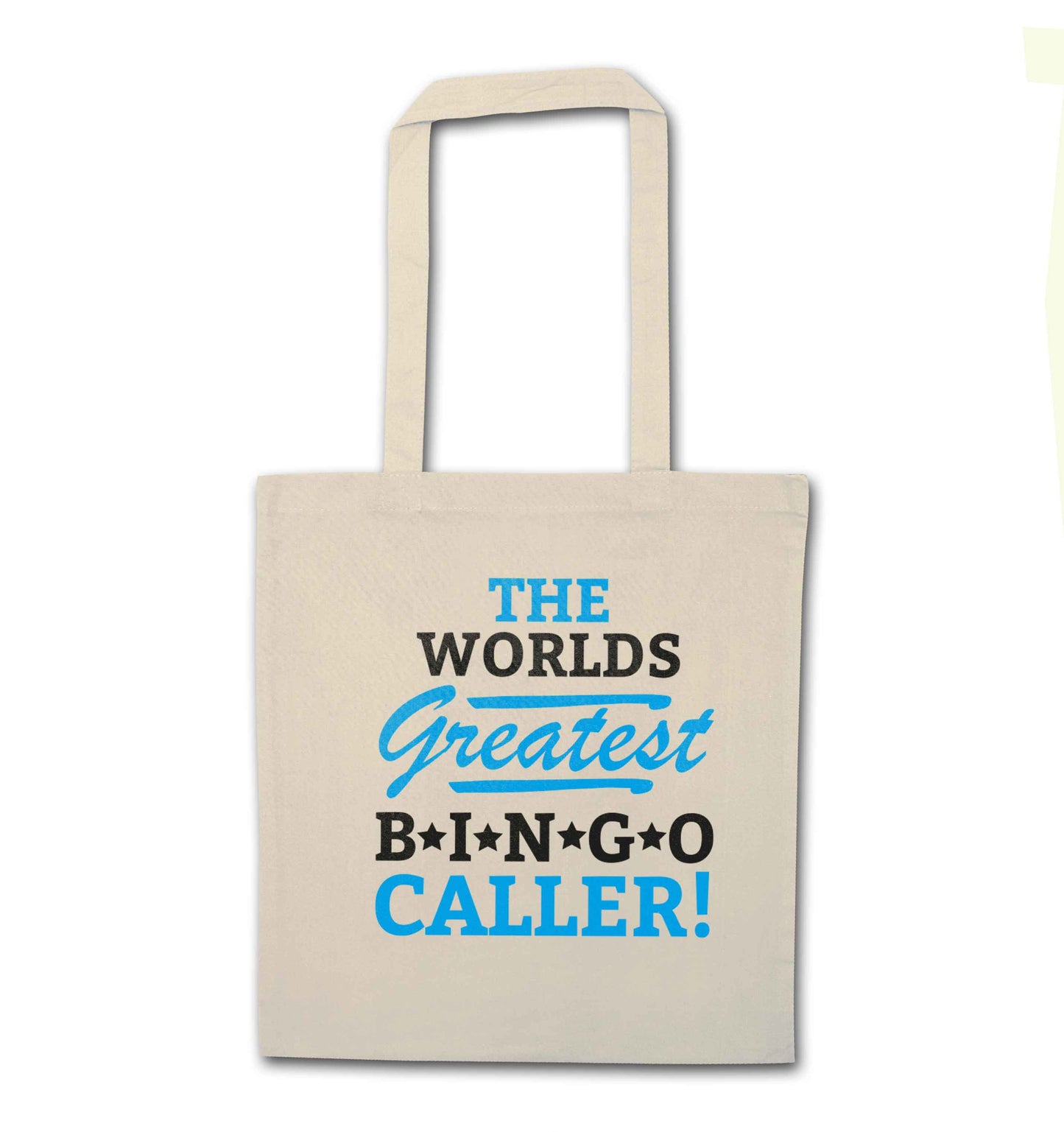 Worlds greatest bingo caller natural tote bag