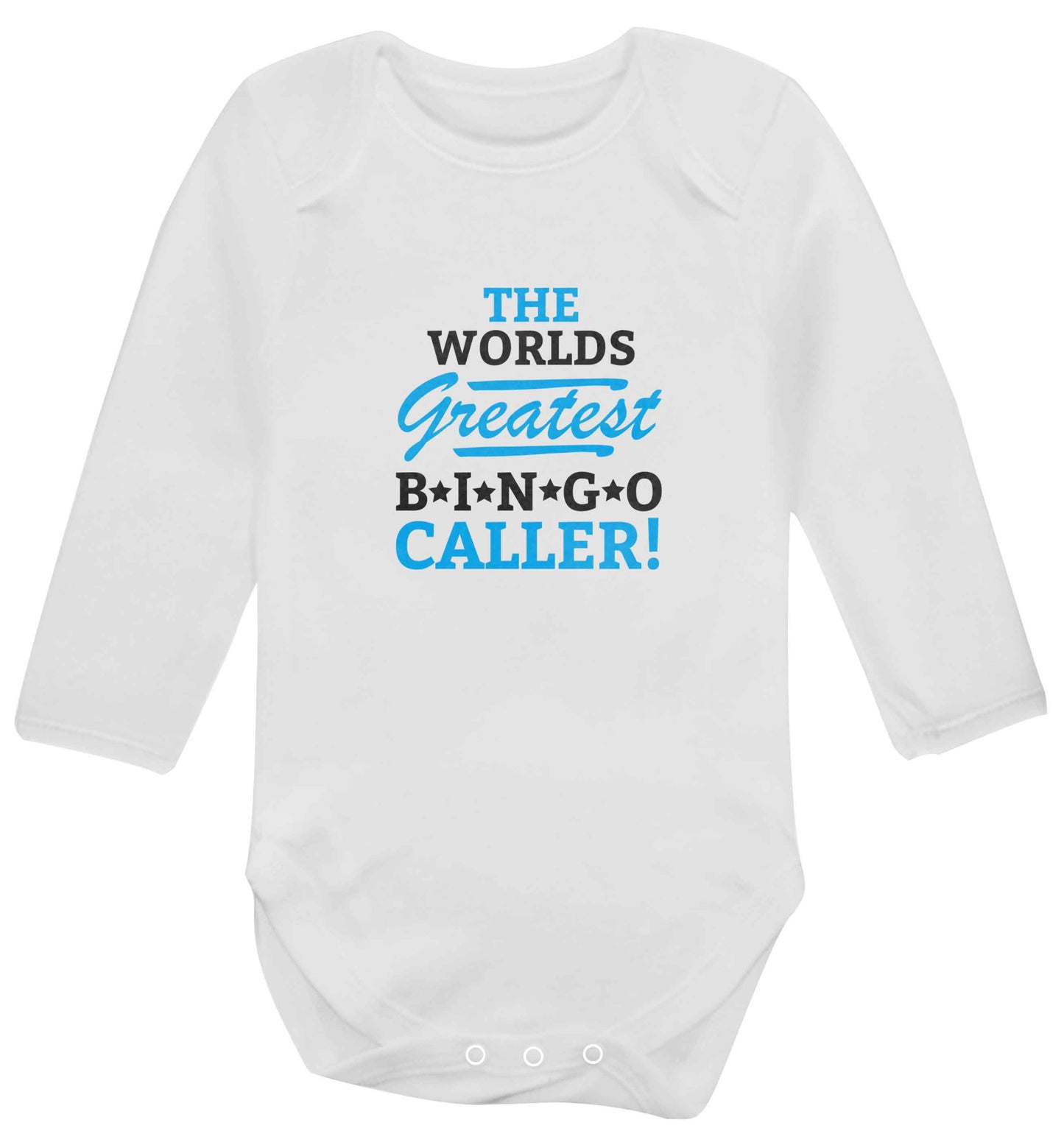 Worlds greatest bingo caller baby vest long sleeved white 6-12 months