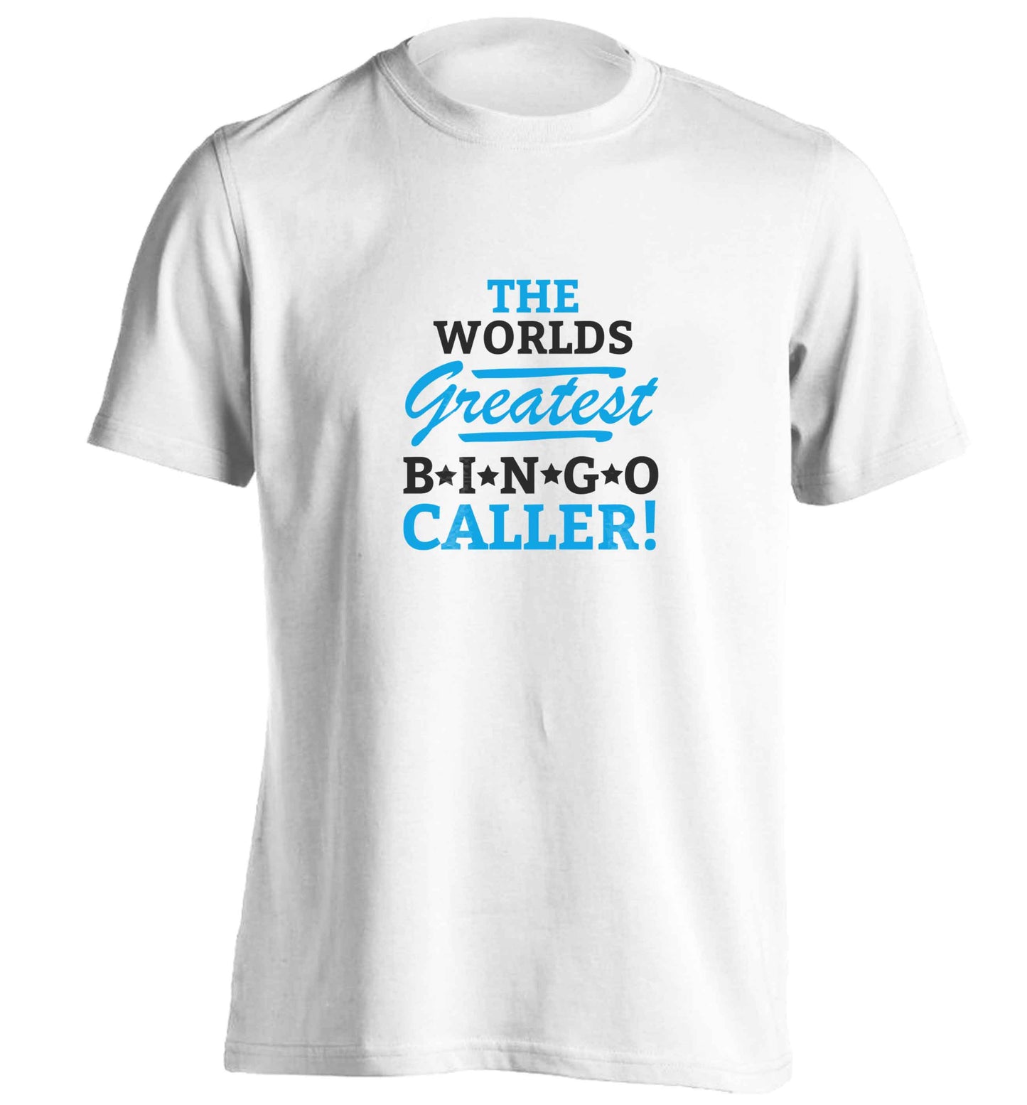 Worlds greatest bingo caller adults unisex white Tshirt 2XL