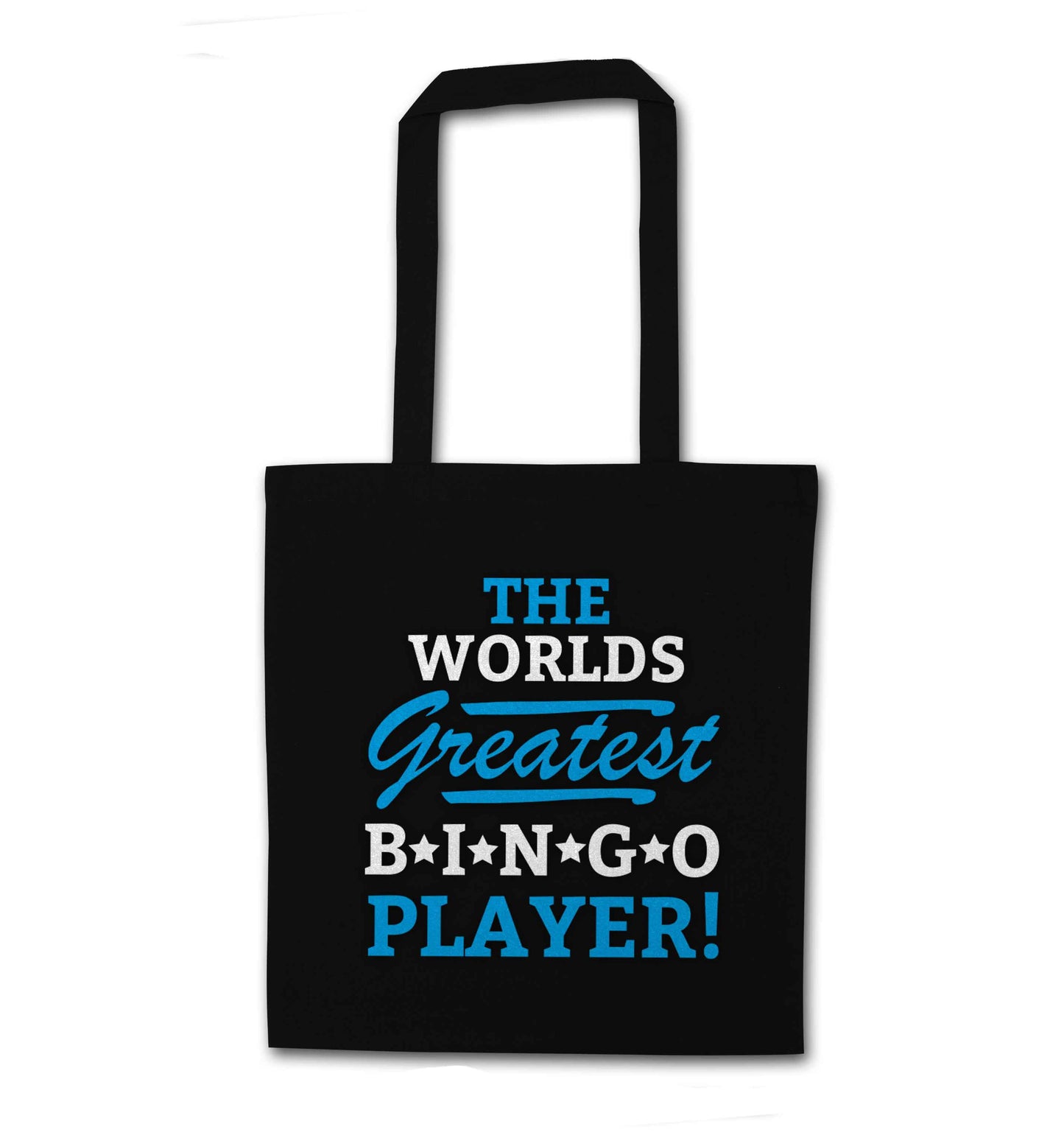 Worlds greatest bingo player black tote bag