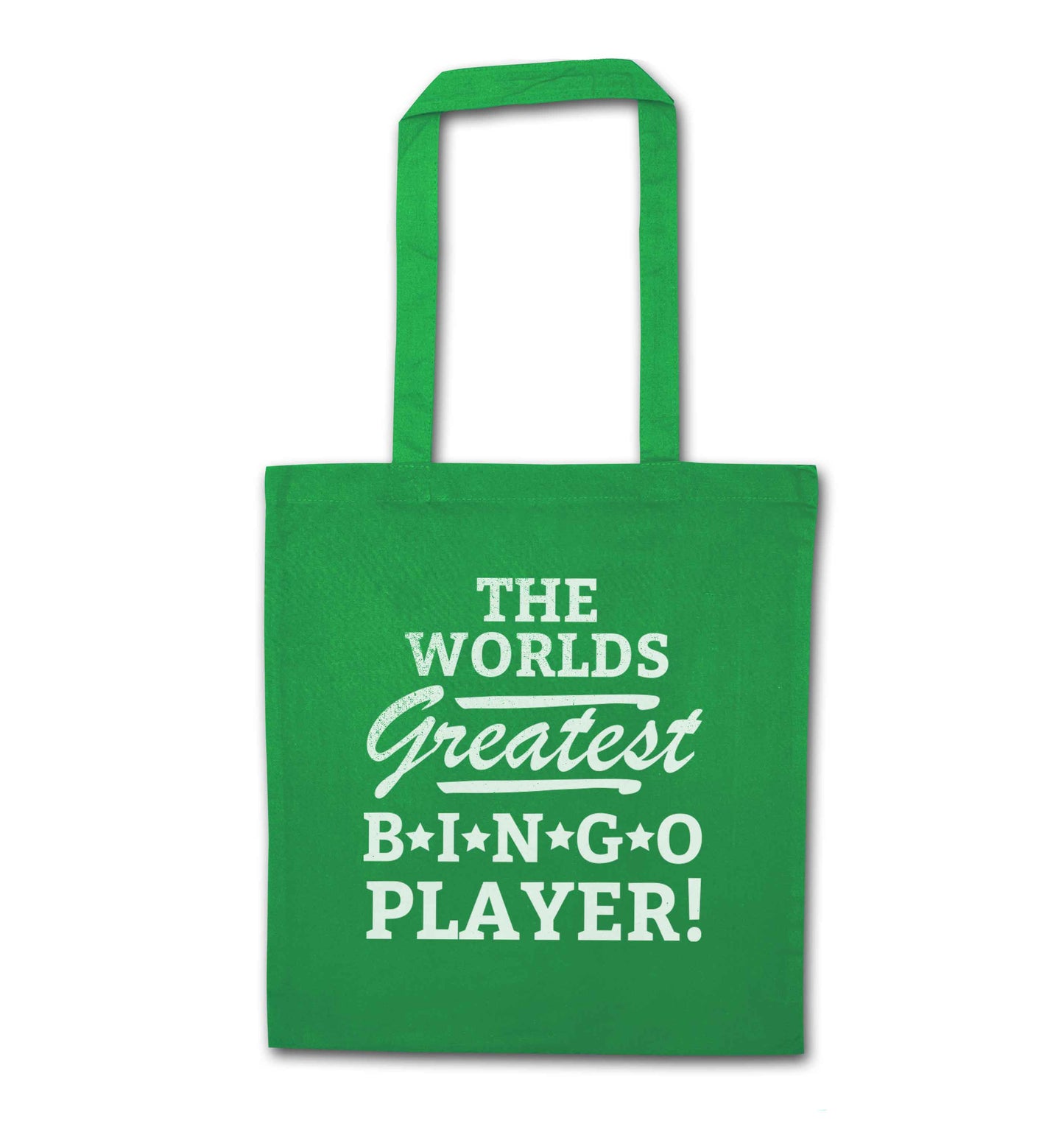 Worlds greatest bingo player green tote bag