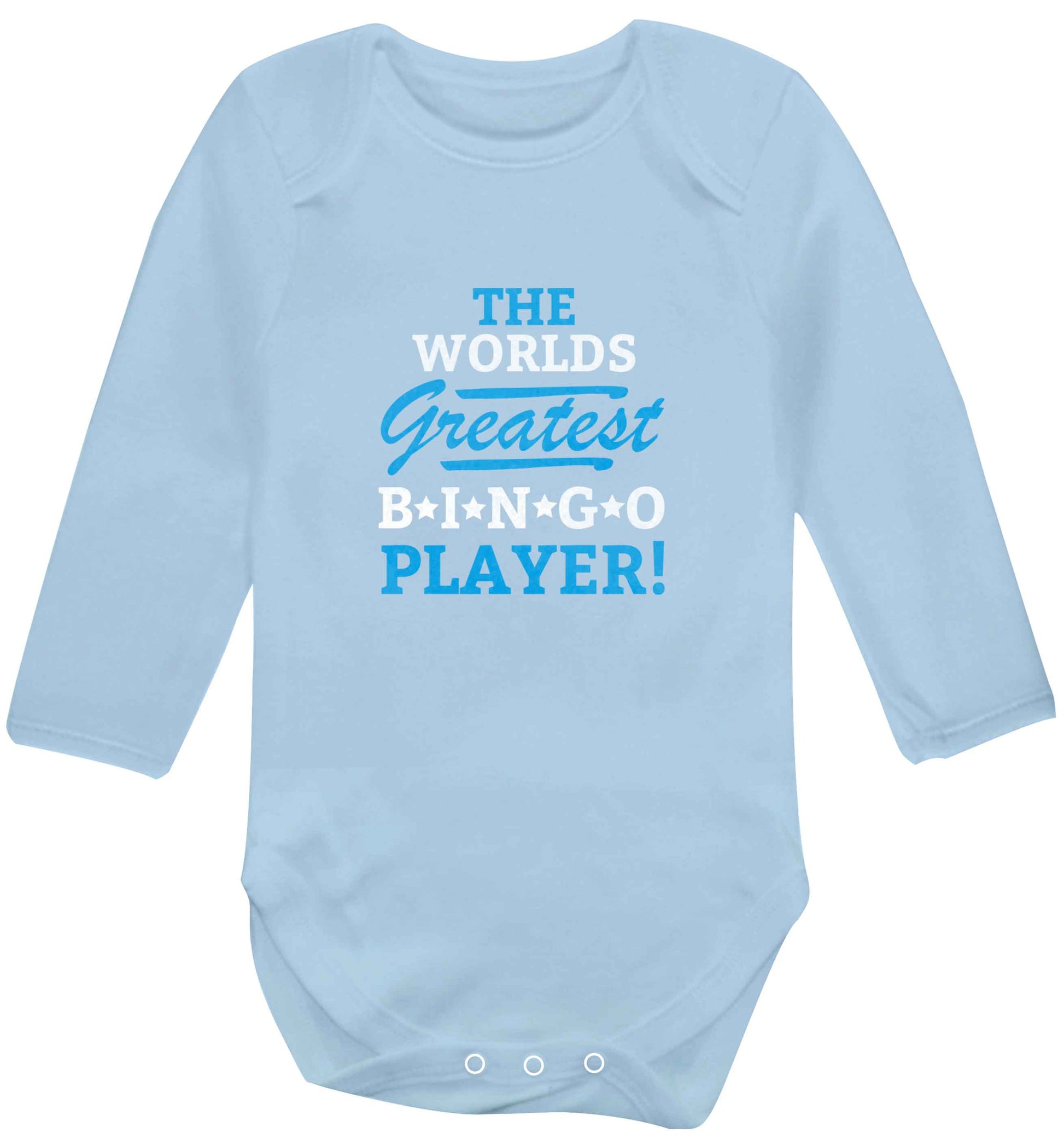 Worlds greatest bingo player baby vest long sleeved pale blue 6-12 months