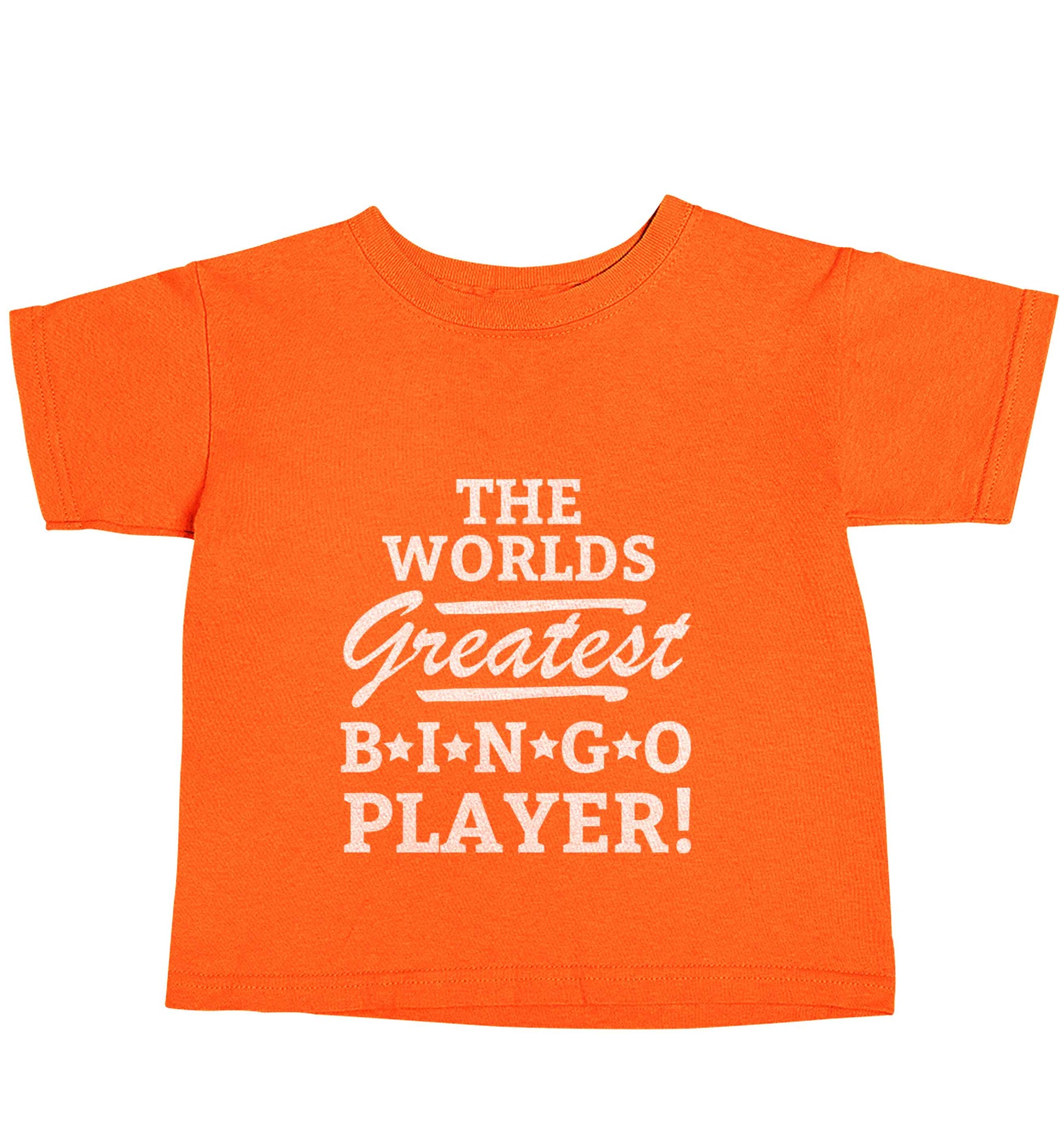 Worlds greatest bingo player orange baby toddler Tshirt 2 Years