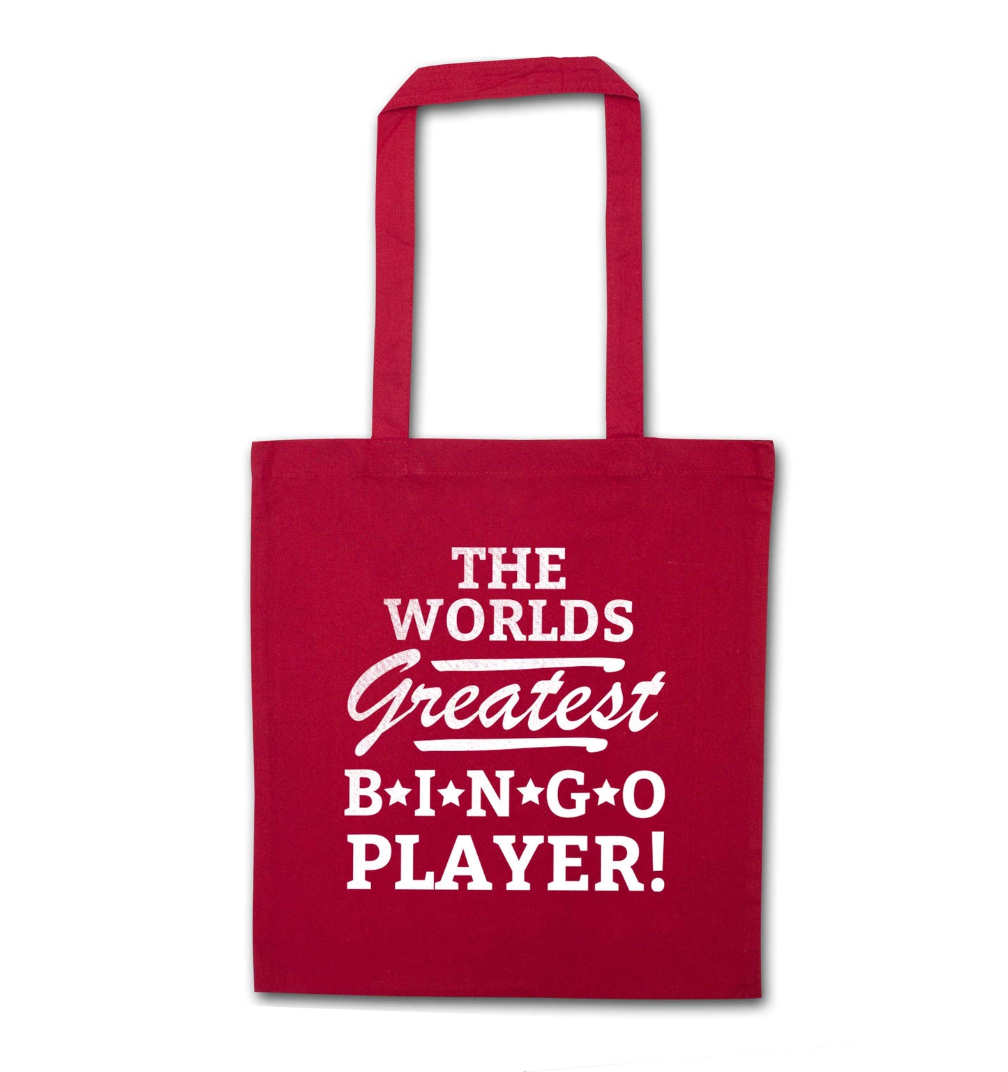 Worlds greatest bingo player red tote bag