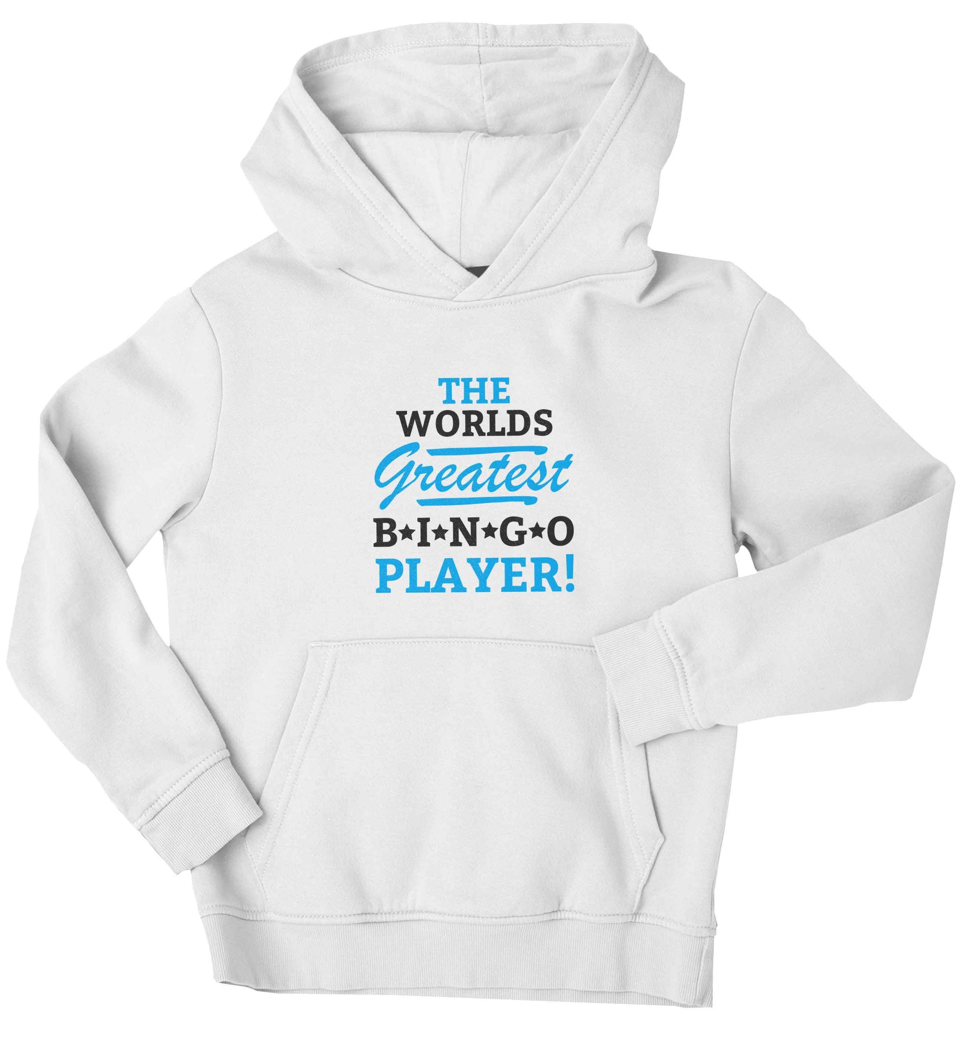 Worlds greatest bingo player children's white hoodie 12-13 Years