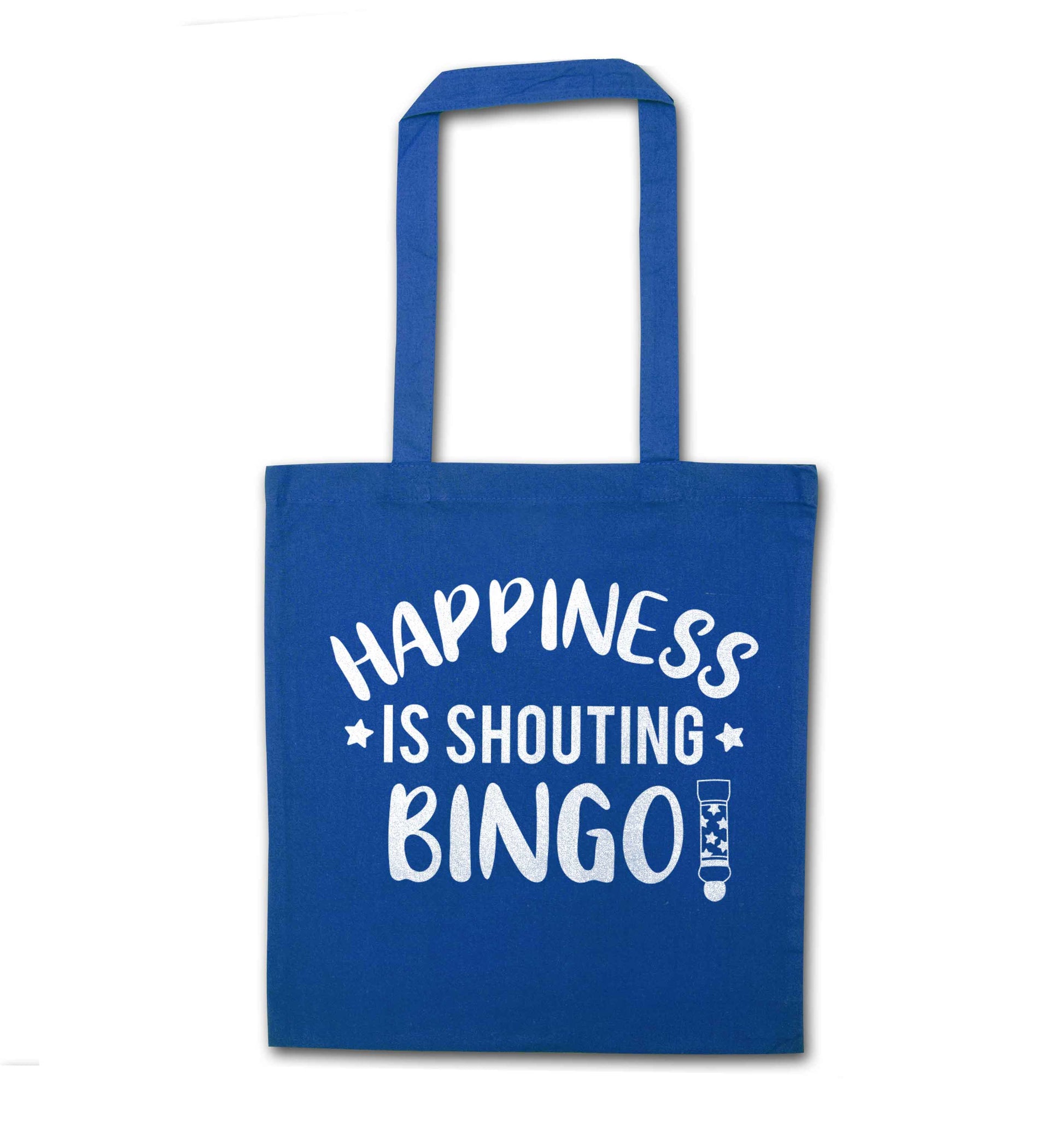 Happiness is shouting bingo! blue tote bag