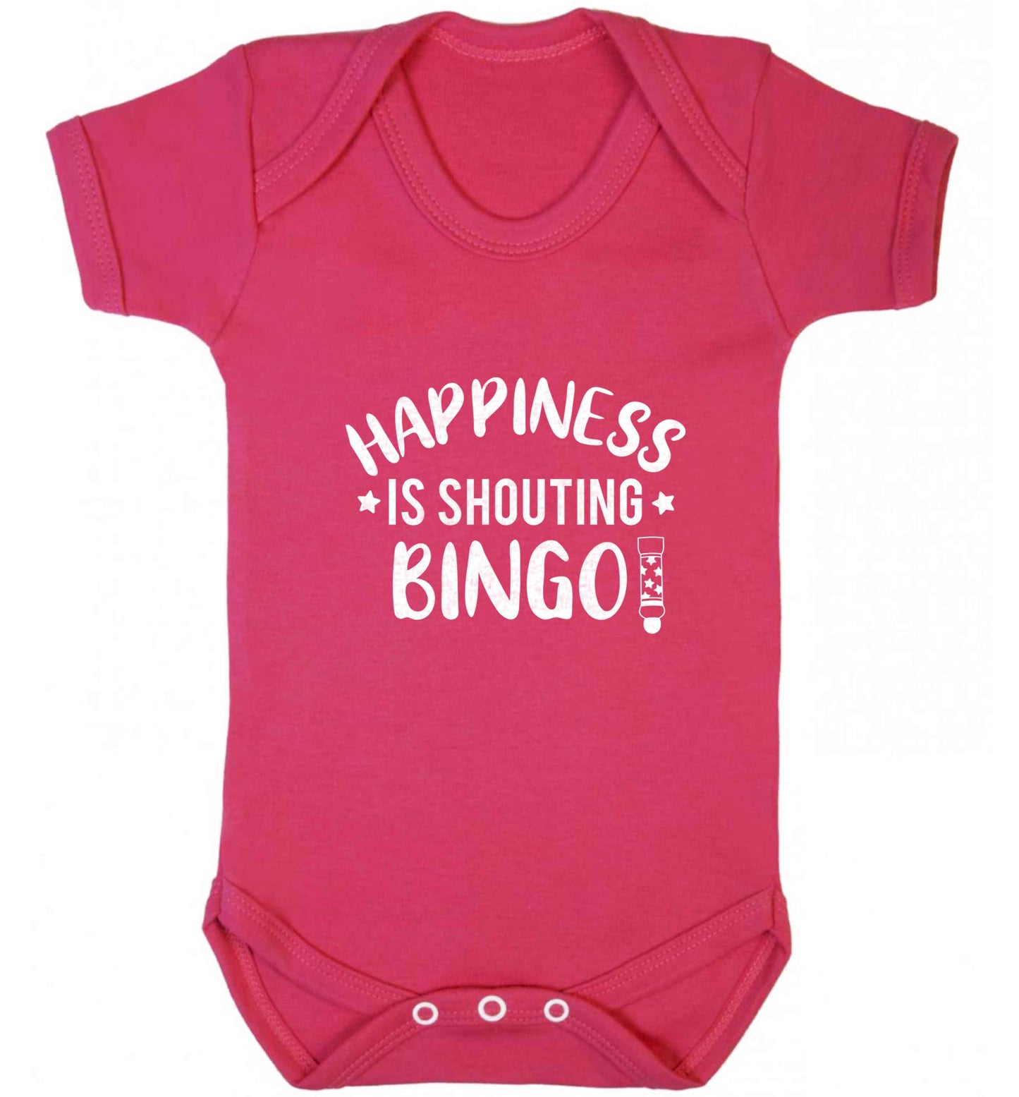 Happiness is shouting bingo! baby vest dark pink 18-24 months