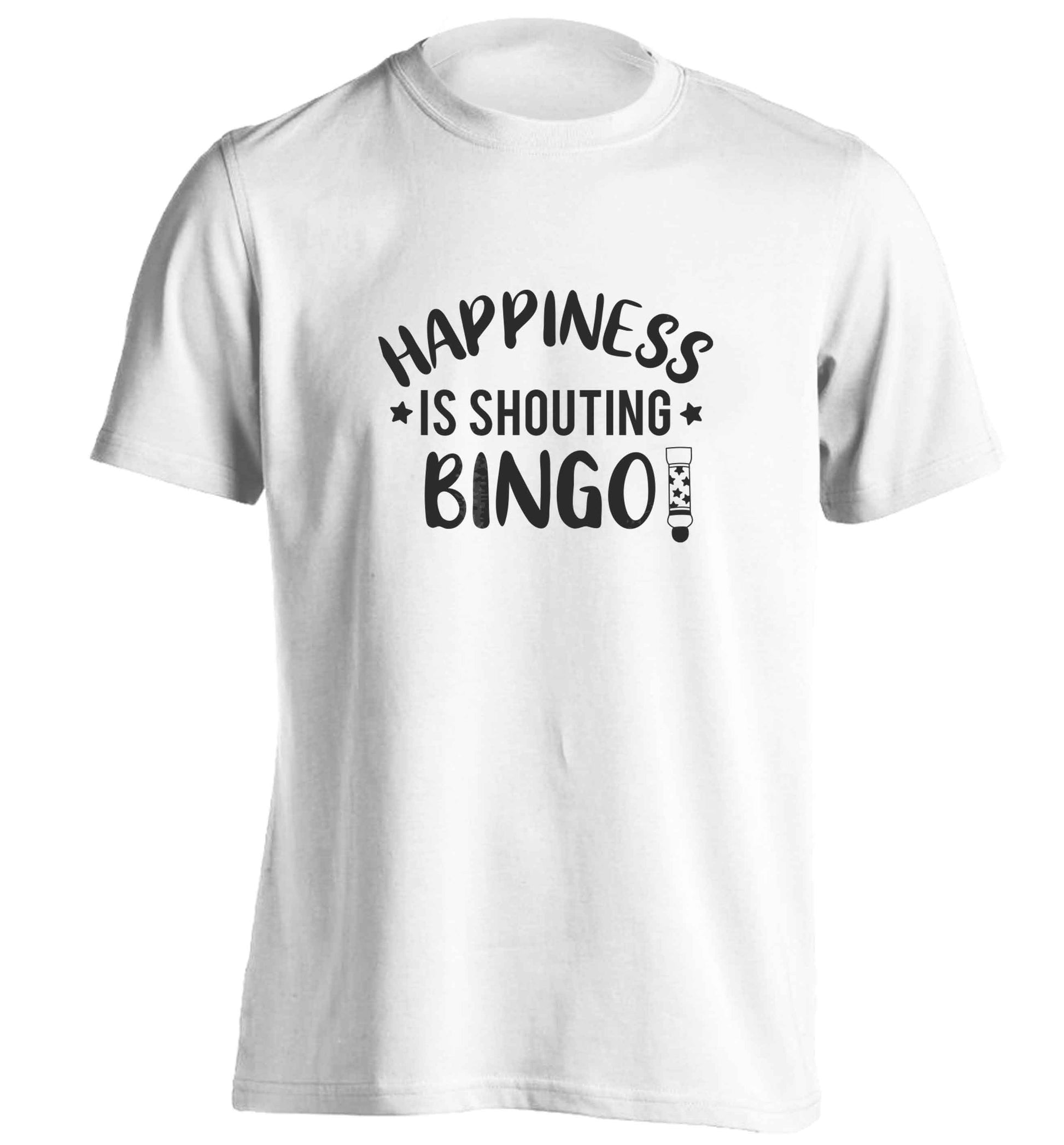Happiness is shouting bingo! adults unisex white Tshirt 2XL