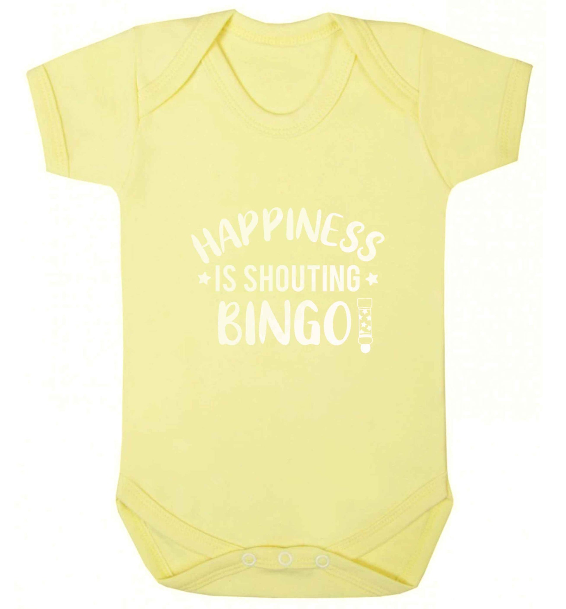Happiness is shouting bingo! baby vest pale yellow 18-24 months