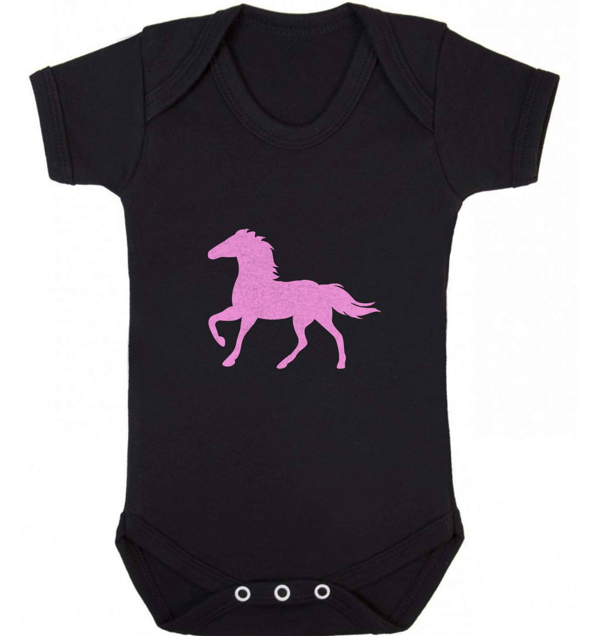 Pink horse baby vest black 18-24 months