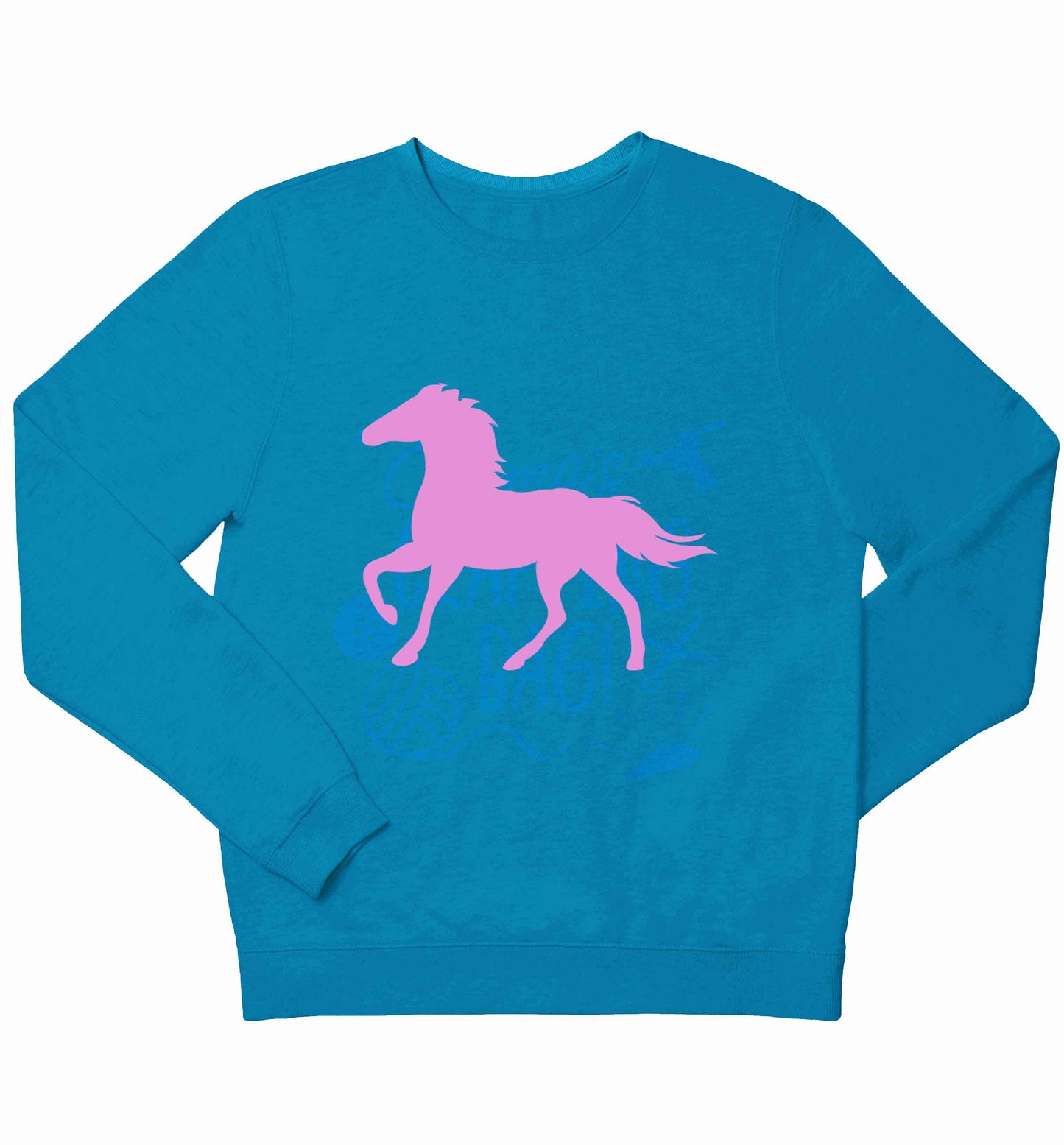 Pink horse children's blue sweater 12-13 Years