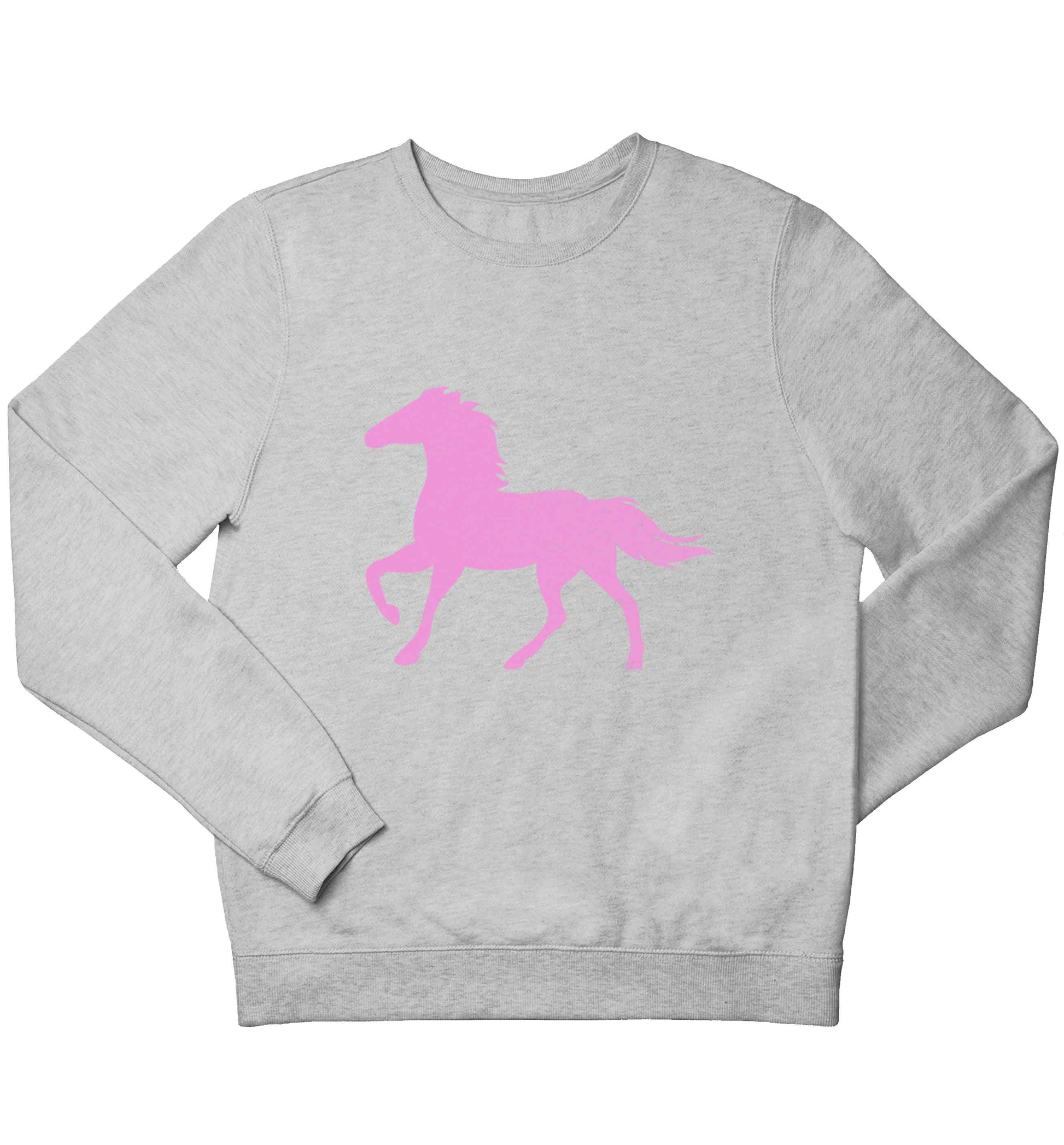 Pink horse children's grey sweater 12-13 Years