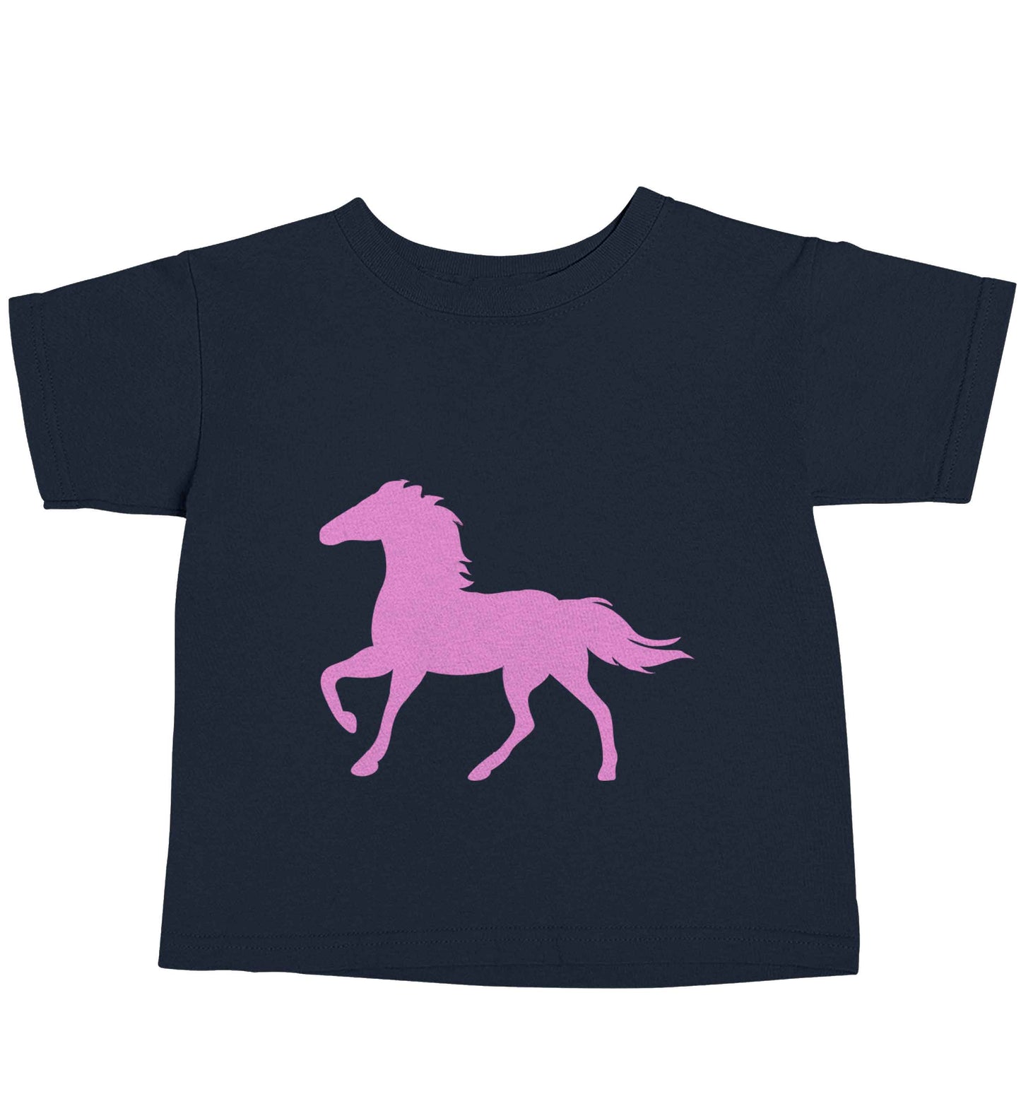 Pink horse navy baby toddler Tshirt 2 Years