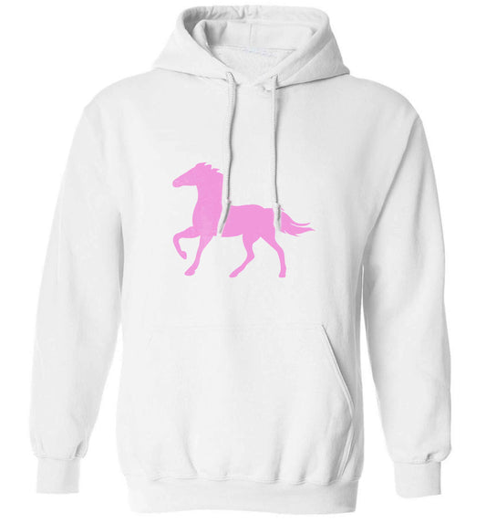 Pink horse adults unisex white hoodie 2XL
