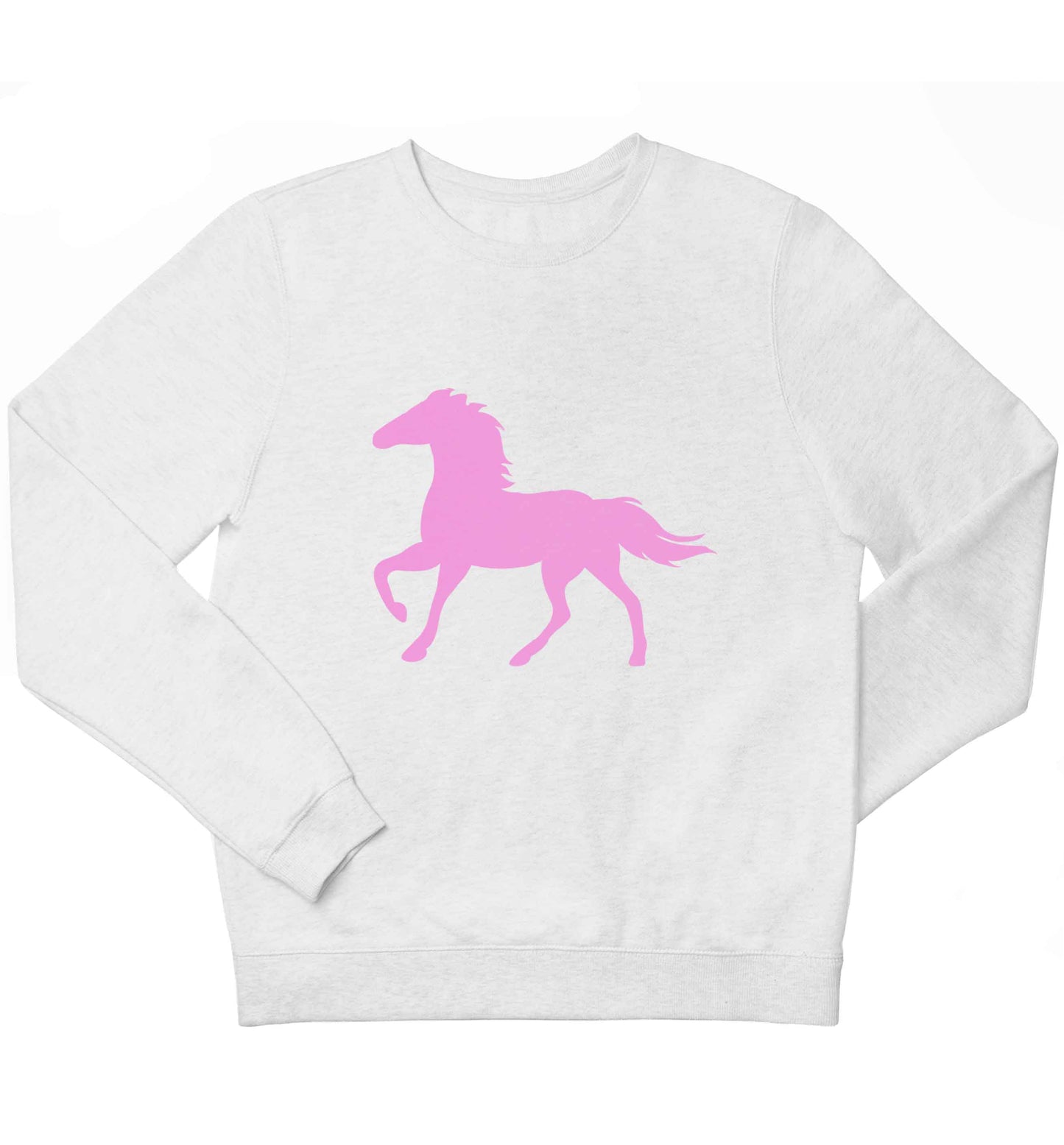 Pink horse children's white sweater 12-13 Years