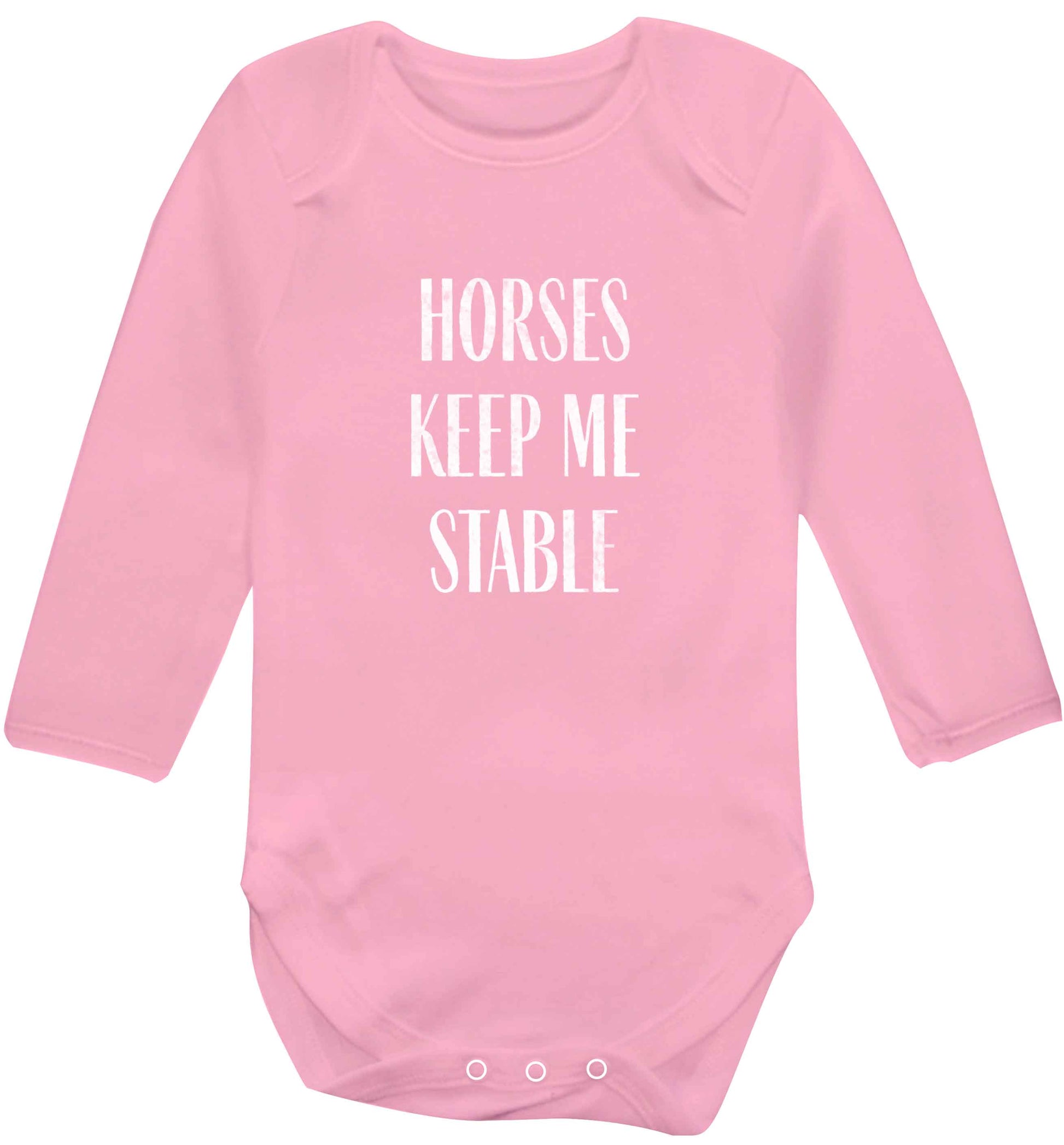 Horses keep me stable baby vest long sleeved pale pink 6-12 months