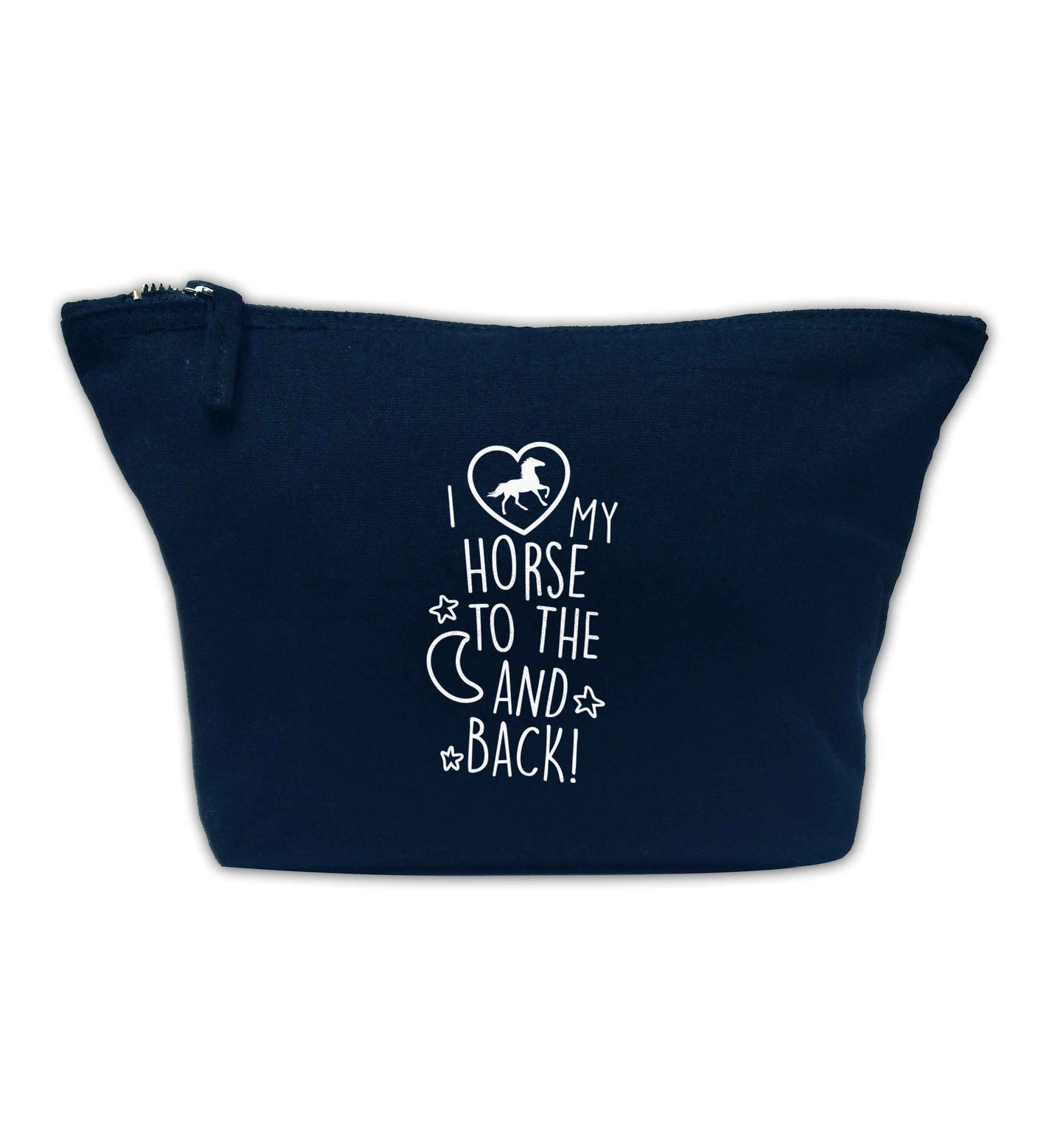 I love my horse to the moon and back navy makeup bag