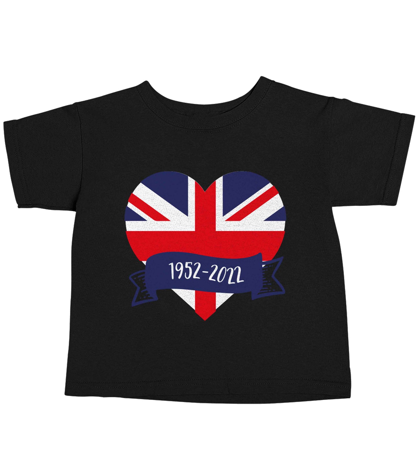 British flag heart Queens jubilee Black baby toddler Tshirt 2 years