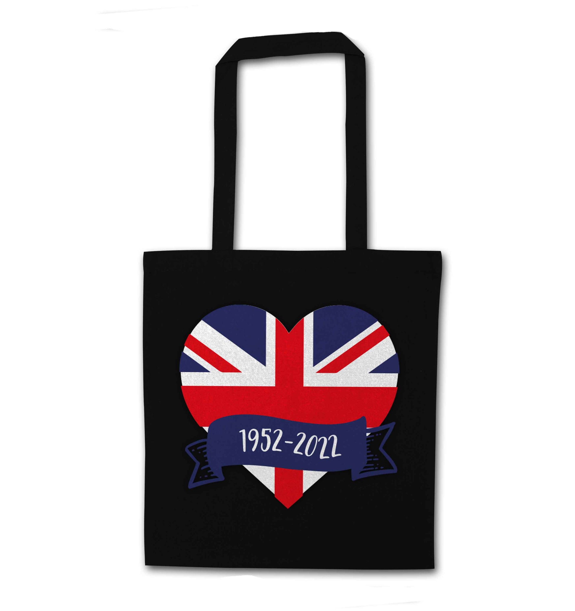 British flag heart Queens jubilee black tote bag