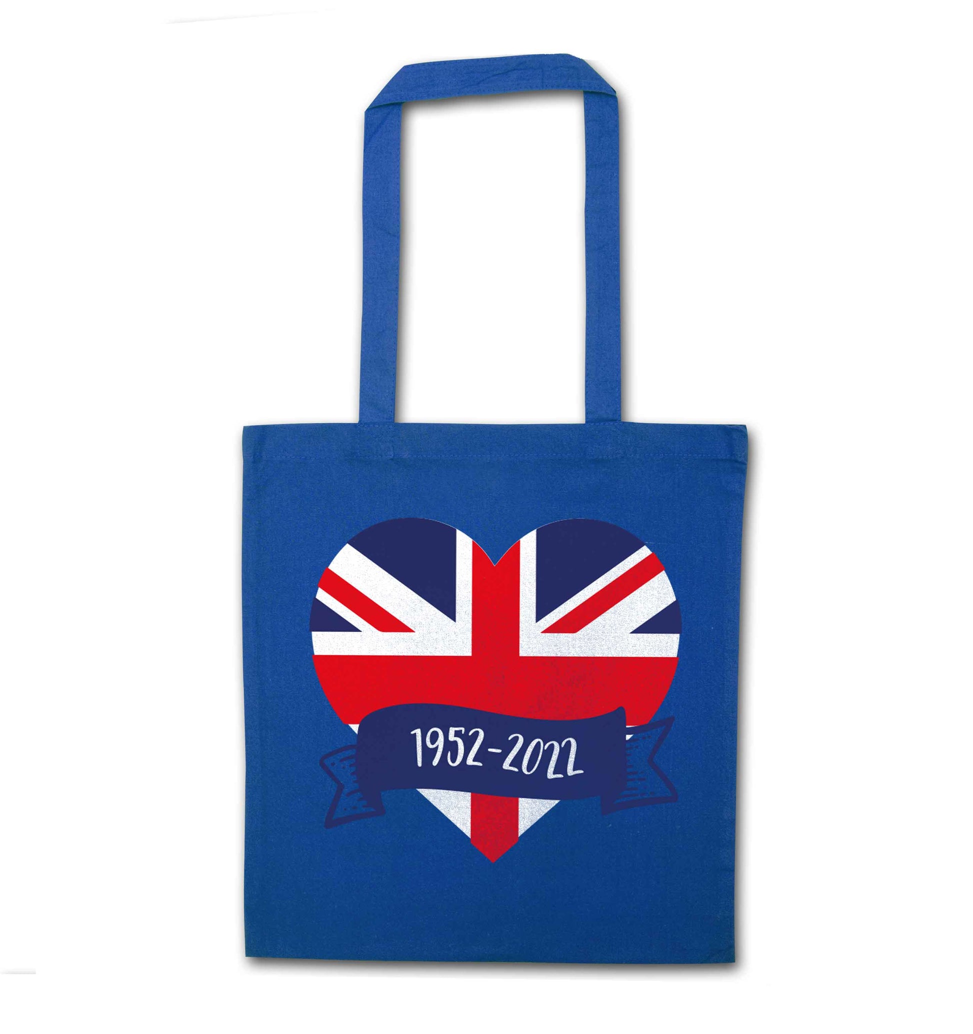 British flag heart Queens jubilee blue tote bag