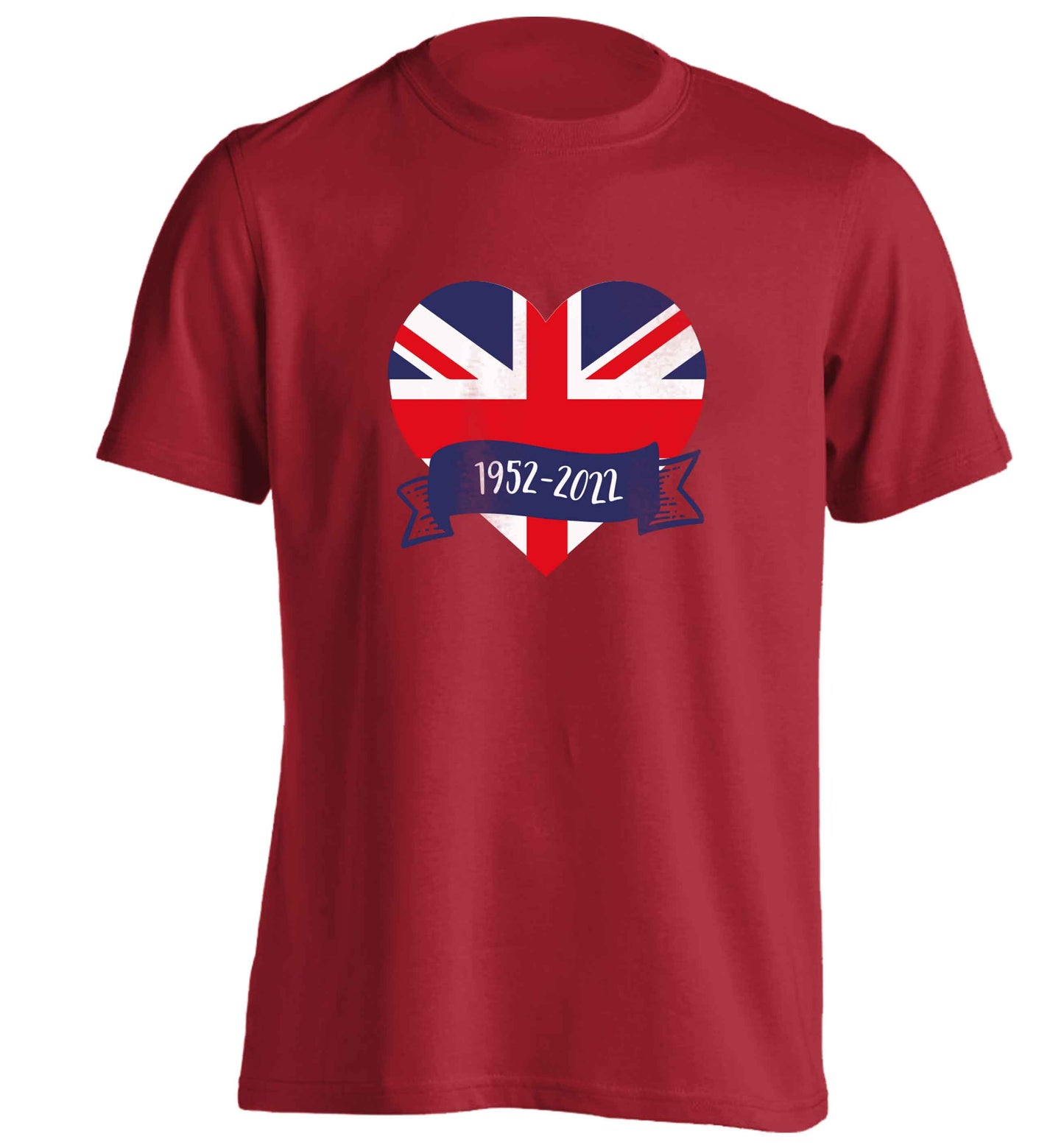 British flag heart Queens jubilee adults unisex red Tshirt 2XL