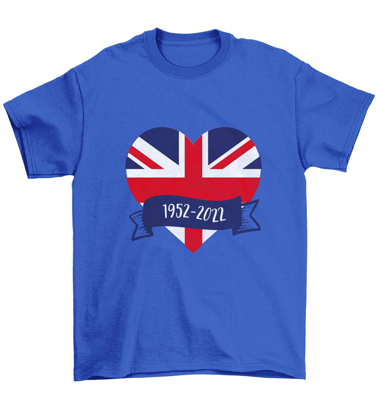 British flag heart Queens jubilee Children's blue Tshirt 12-13 Years