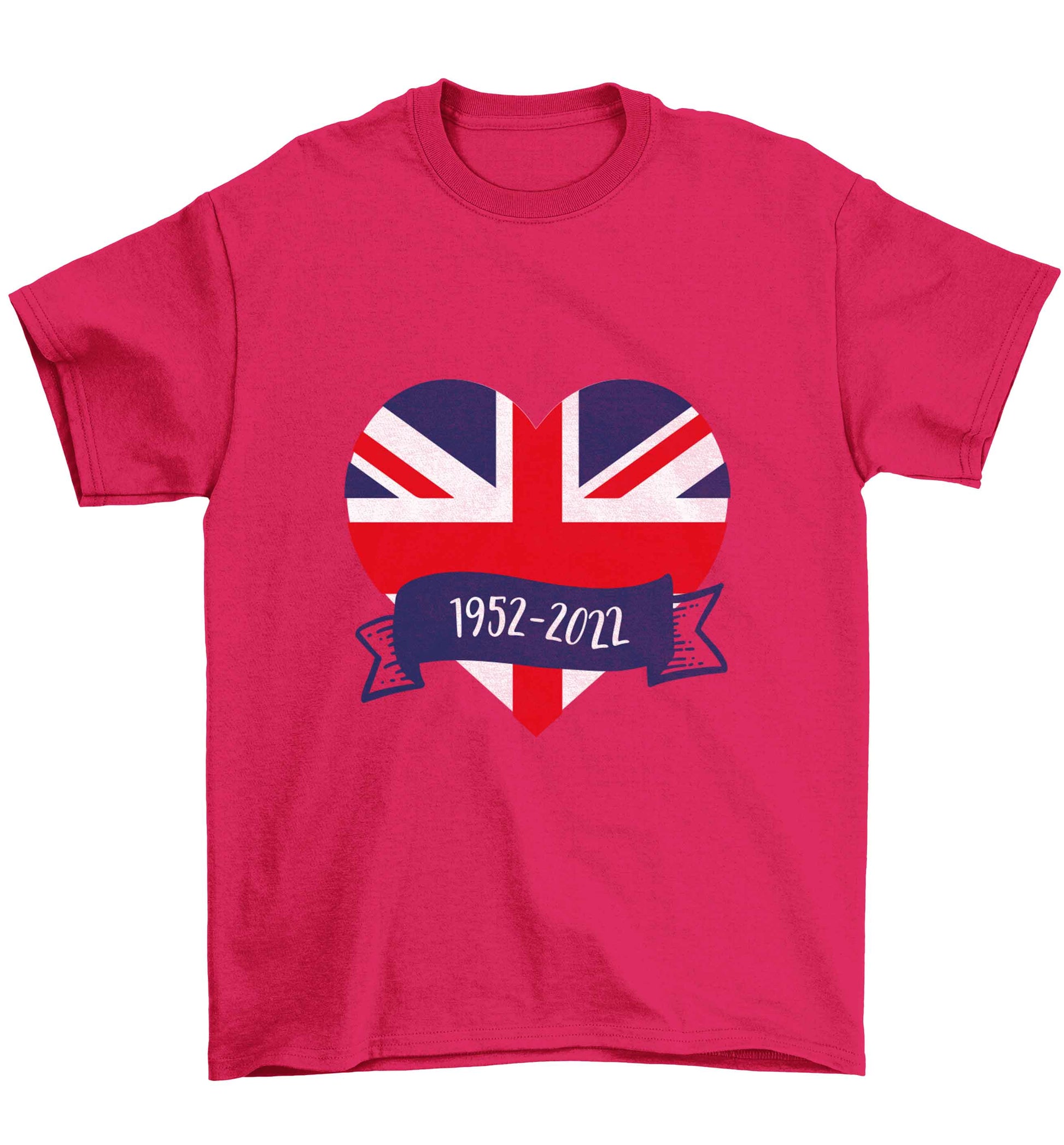 British flag heart Queens jubilee Children's pink Tshirt 12-13 Years