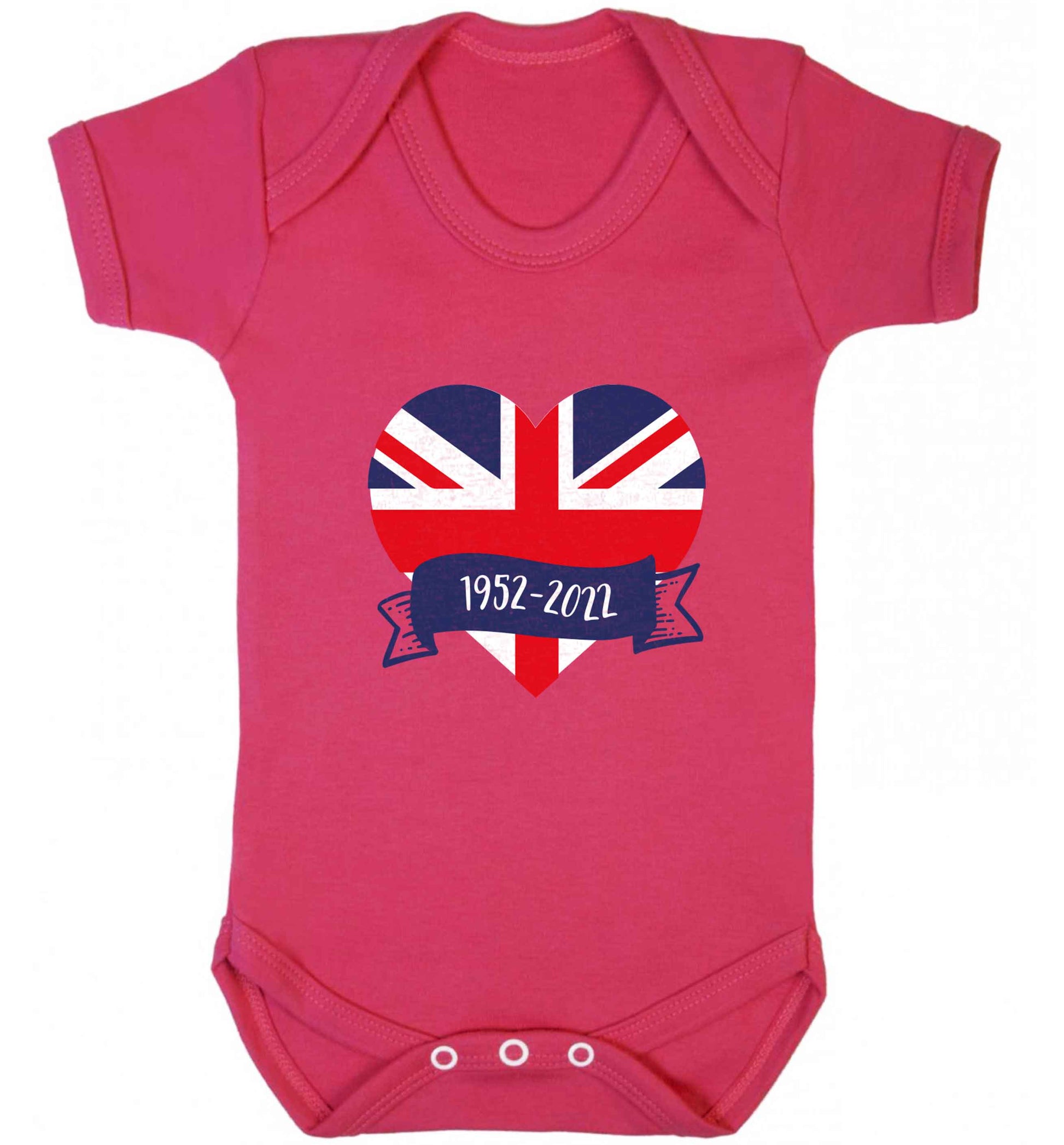 British flag heart Queens jubilee baby vest dark pink 18-24 months