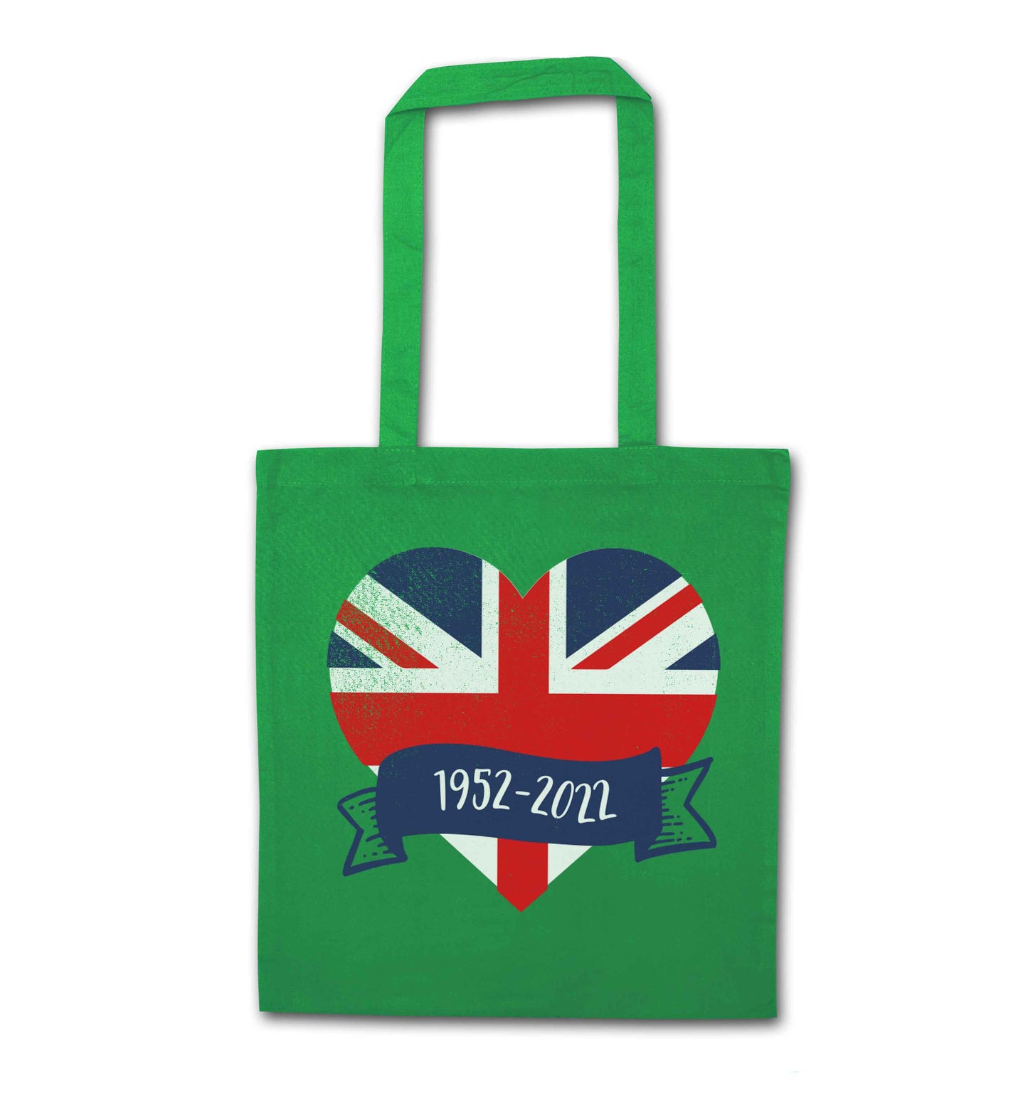 British flag heart Queens jubilee green tote bag