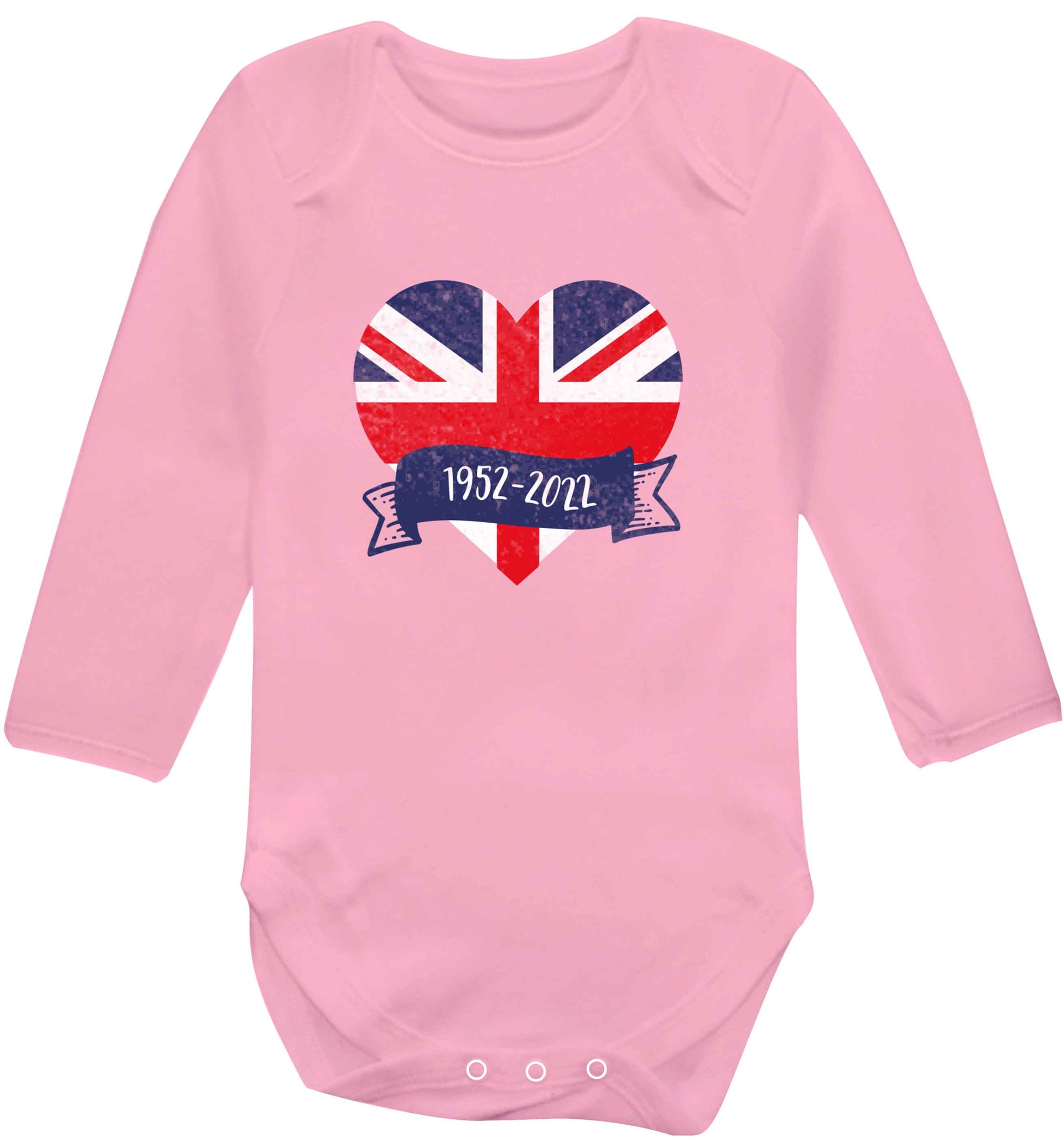 British flag heart Queens jubilee baby vest long sleeved pale pink 6-12 months