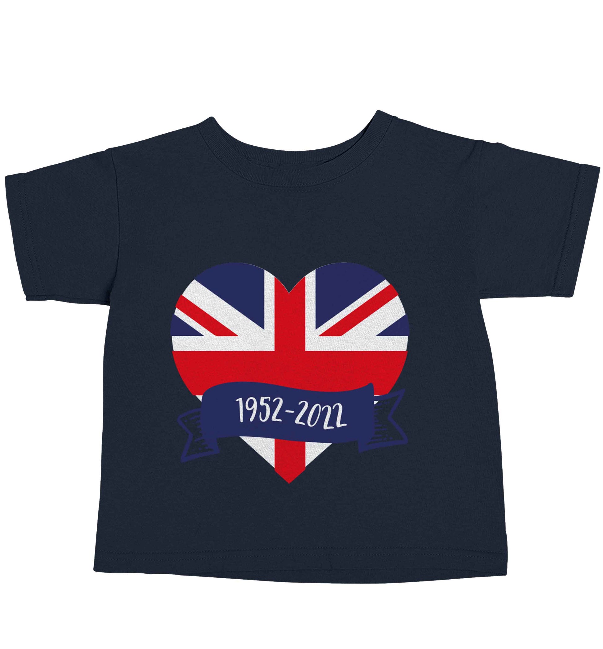 British flag heart Queens jubilee navy baby toddler Tshirt 2 Years