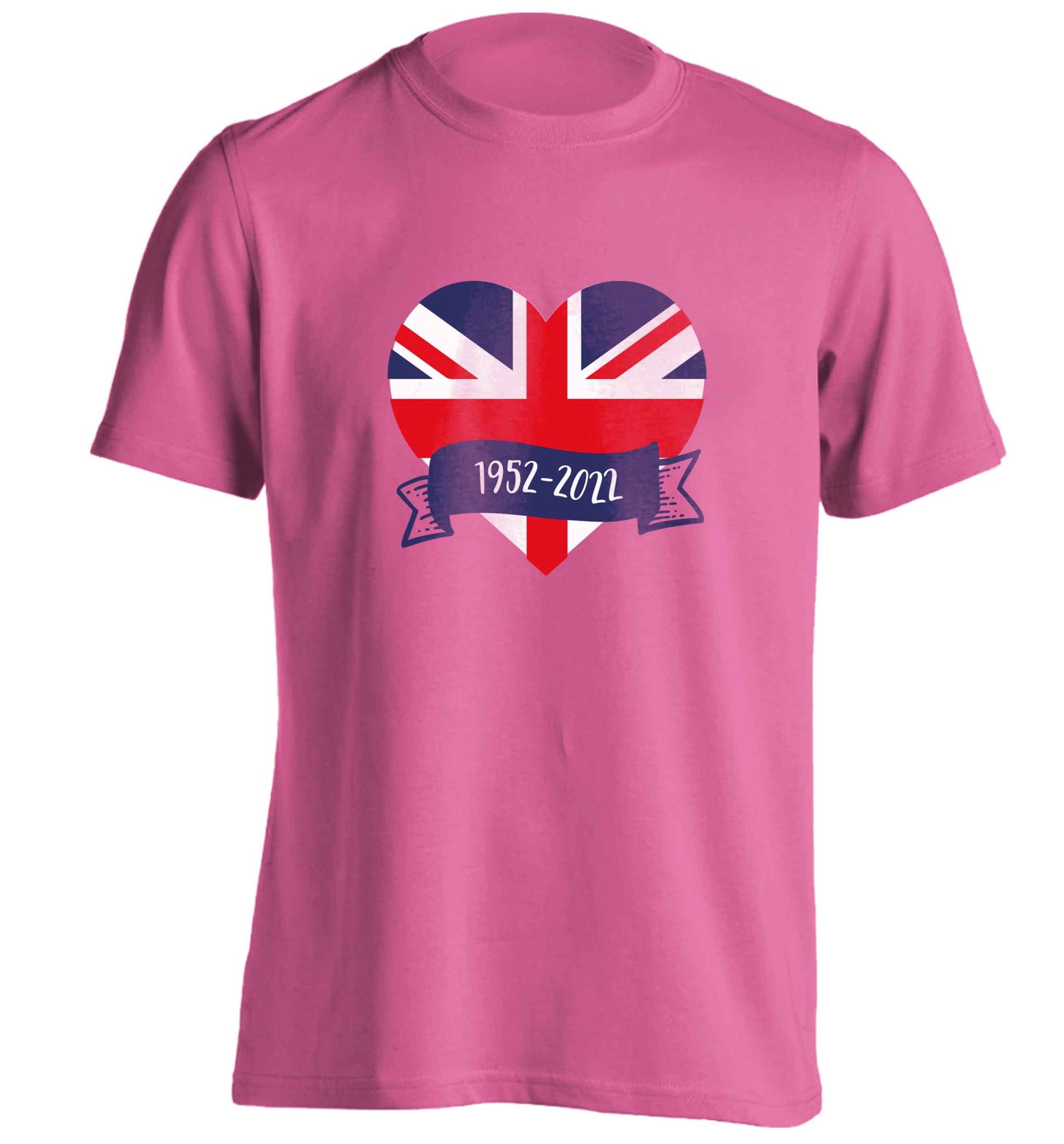 British flag heart Queens jubilee adults unisex pink Tshirt 2XL