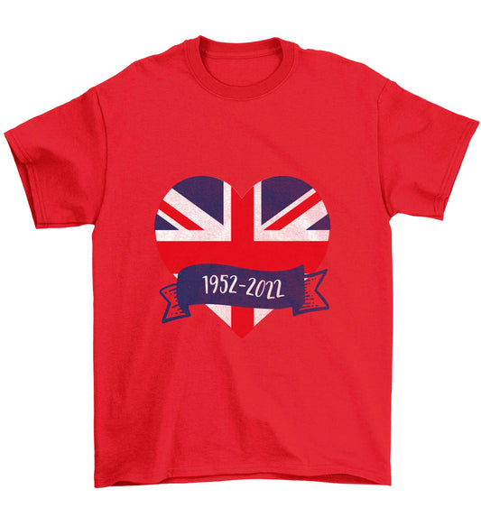 British flag heart Queens jubilee Children's red Tshirt 12-13 Years