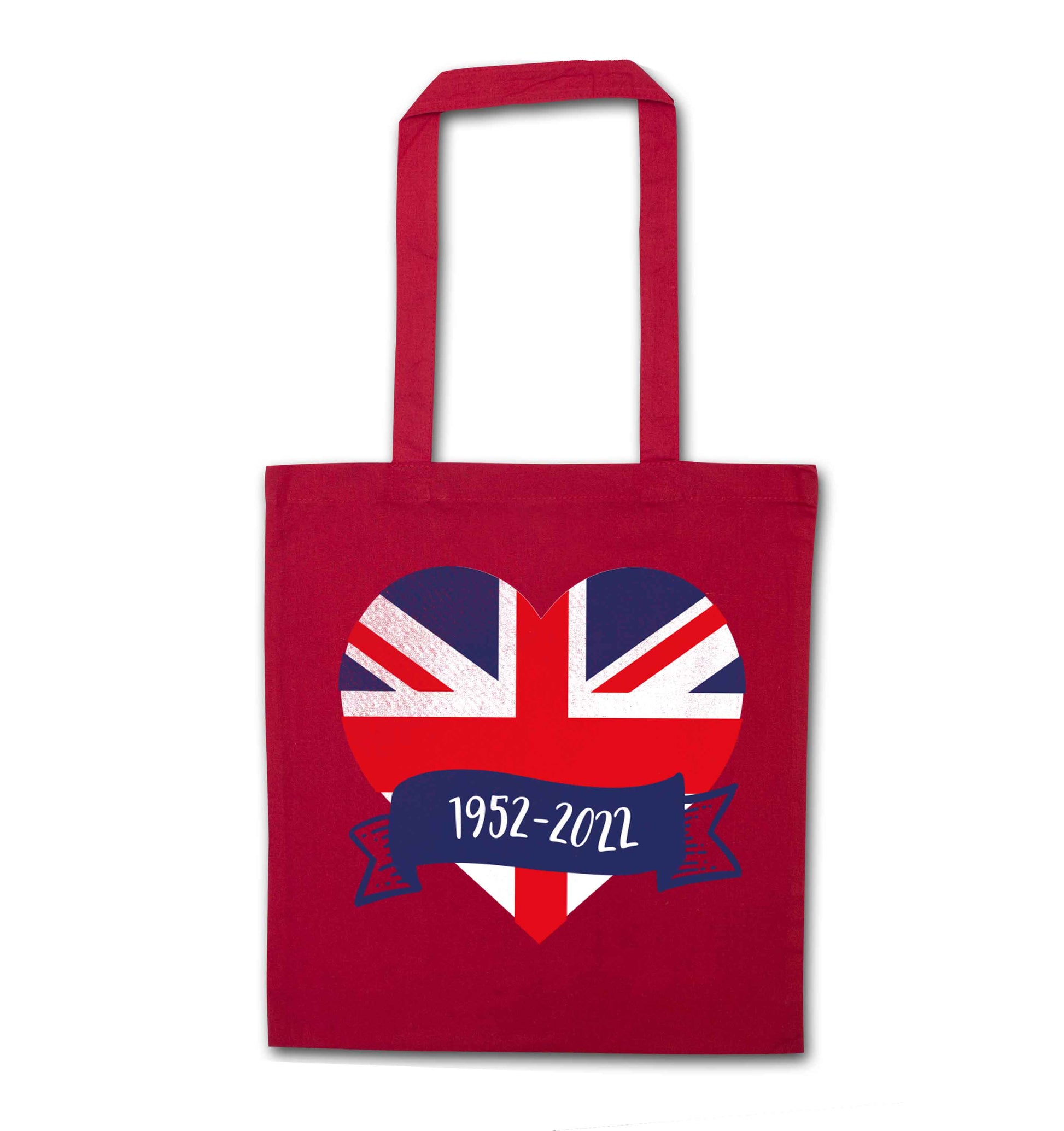 British flag heart Queens jubilee red tote bag