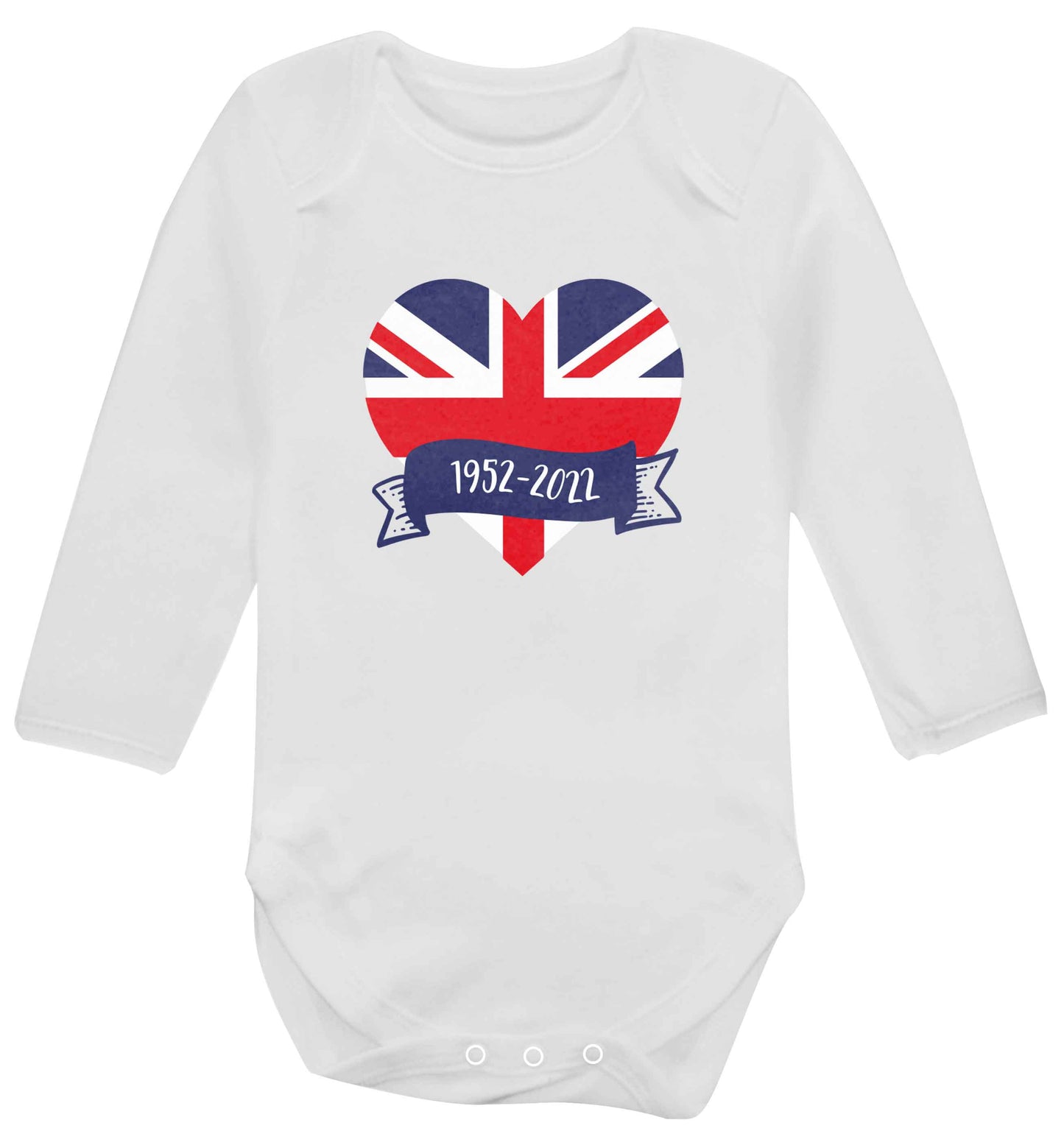 British flag heart Queens jubilee baby vest long sleeved white 6-12 months