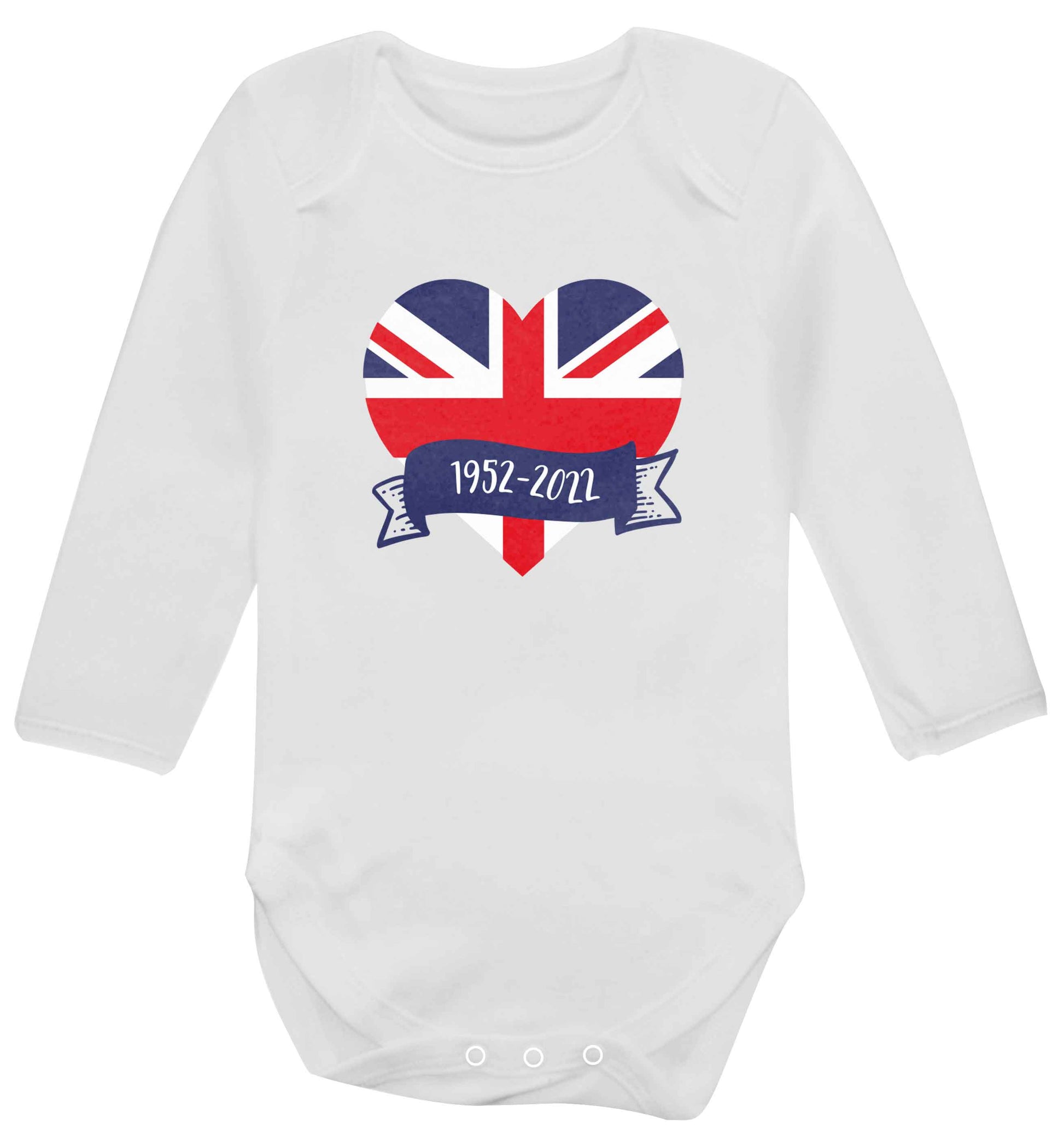 British flag heart Queens jubilee baby vest long sleeved white 6-12 months