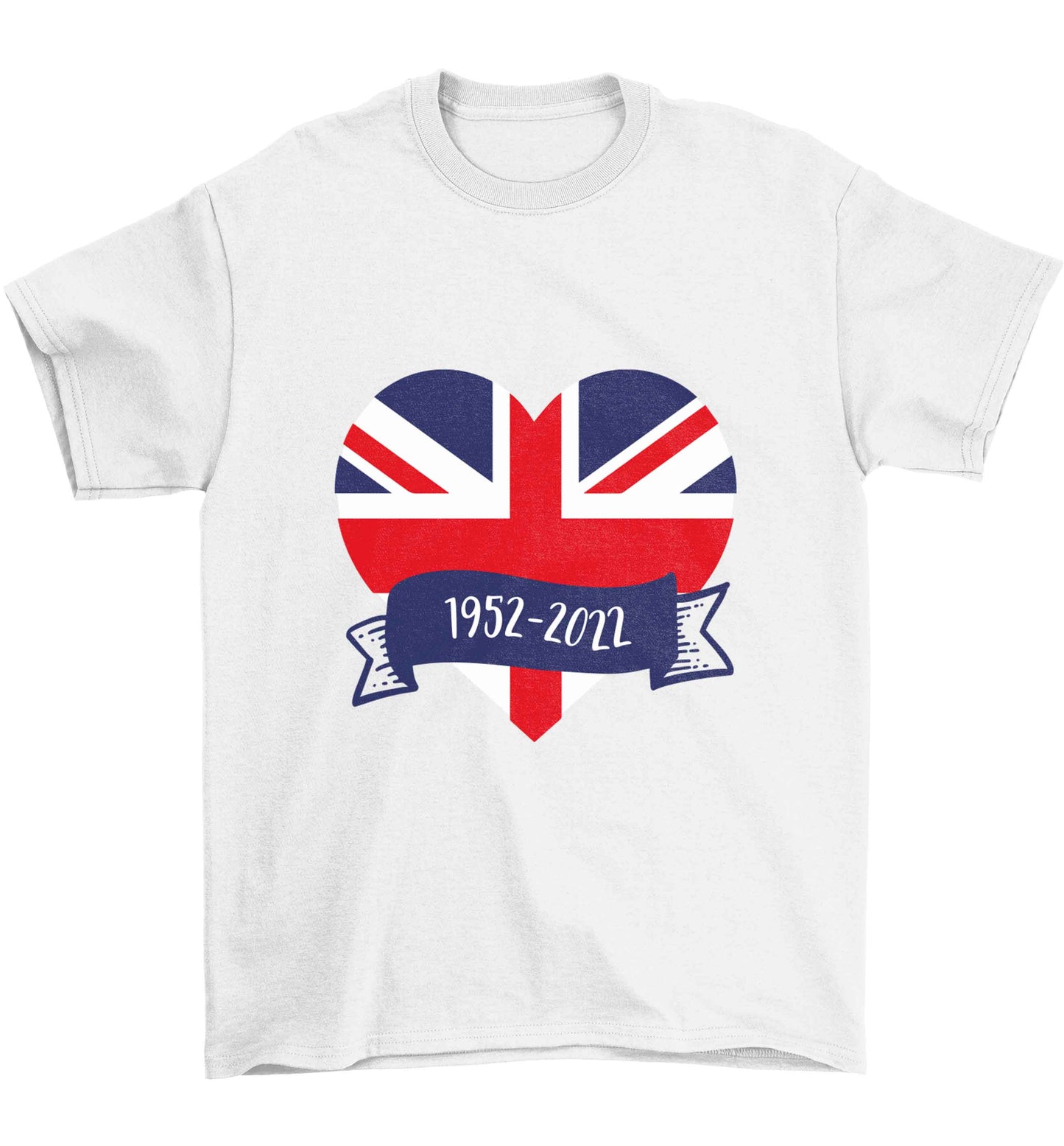 British flag heart Queens jubilee Children's white Tshirt 12-13 Years