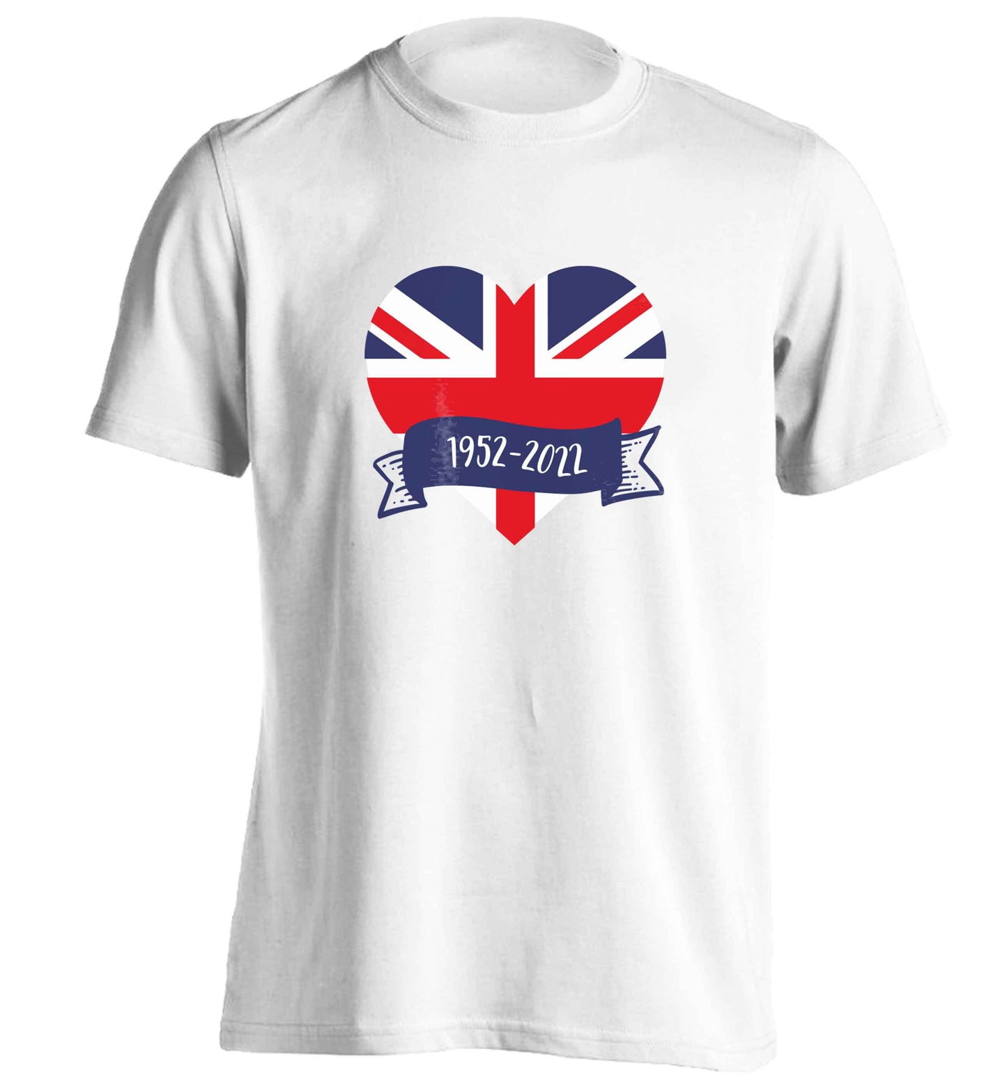 British flag heart Queens jubilee adults unisex white Tshirt 2XL