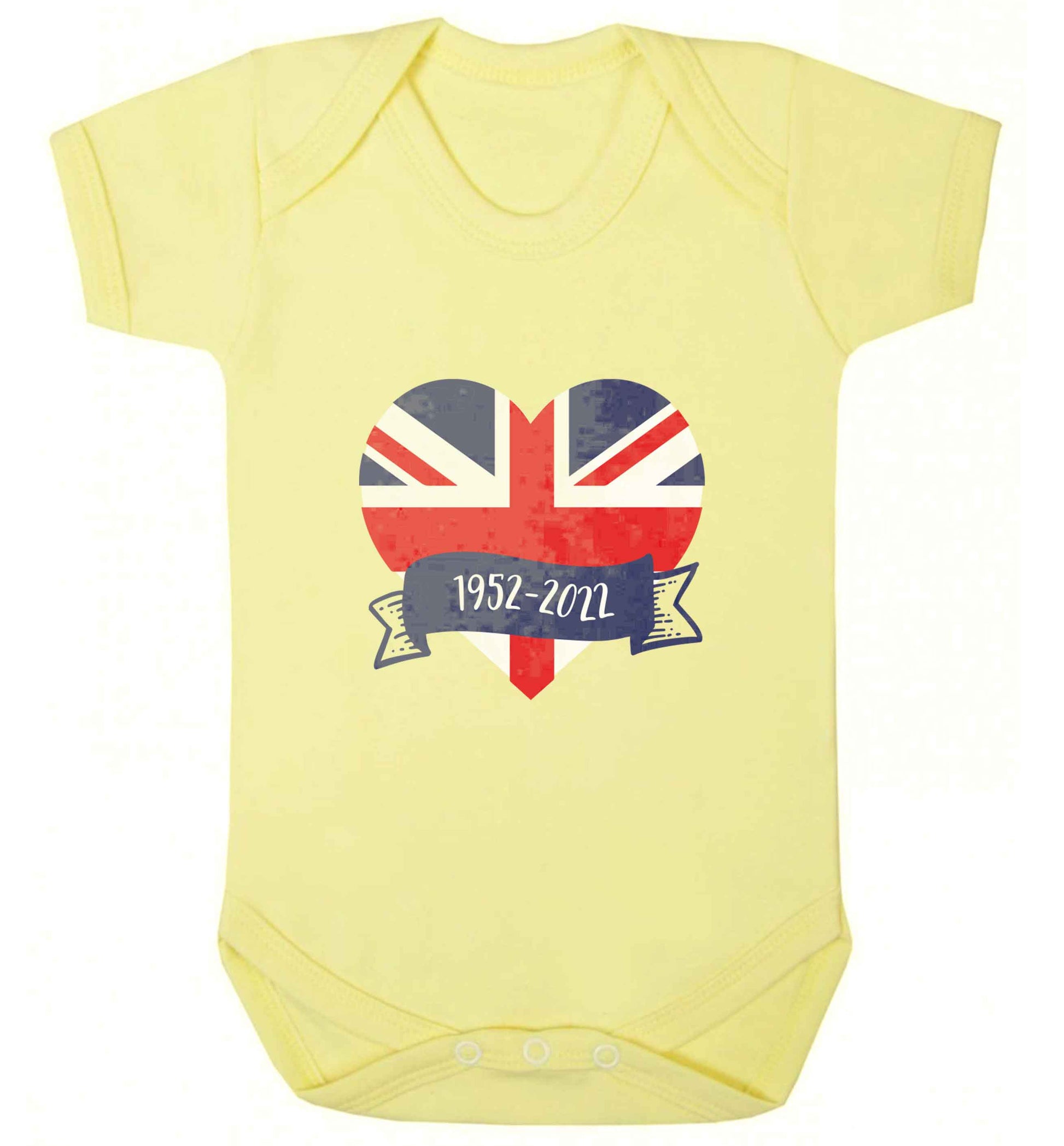 British flag heart Queens jubilee baby vest pale yellow 18-24 months
