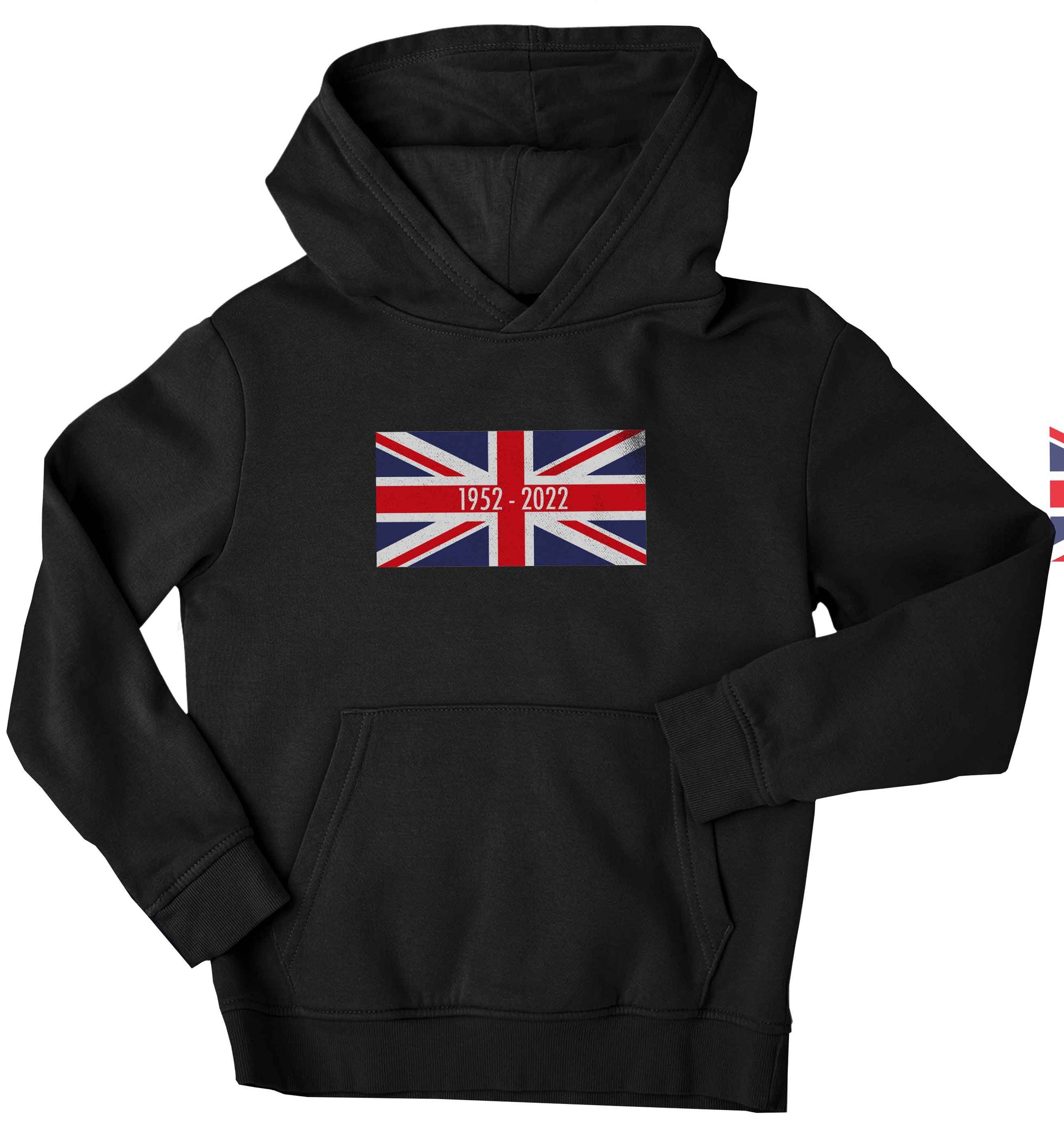 British flag Queens jubilee children's black hoodie 12-13 Years