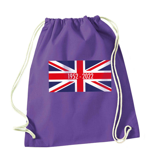 British flag Queens jubilee purple drawstring bag